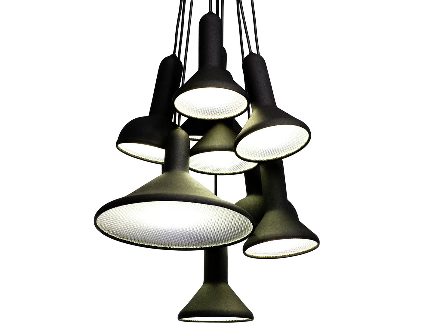 Torch Light Bunch / S10 bunch (10 pendant cluster) / black with black cables