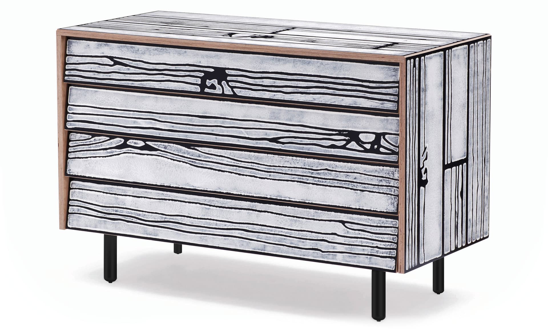 Wrongwoods Chest of Drawers / white with black