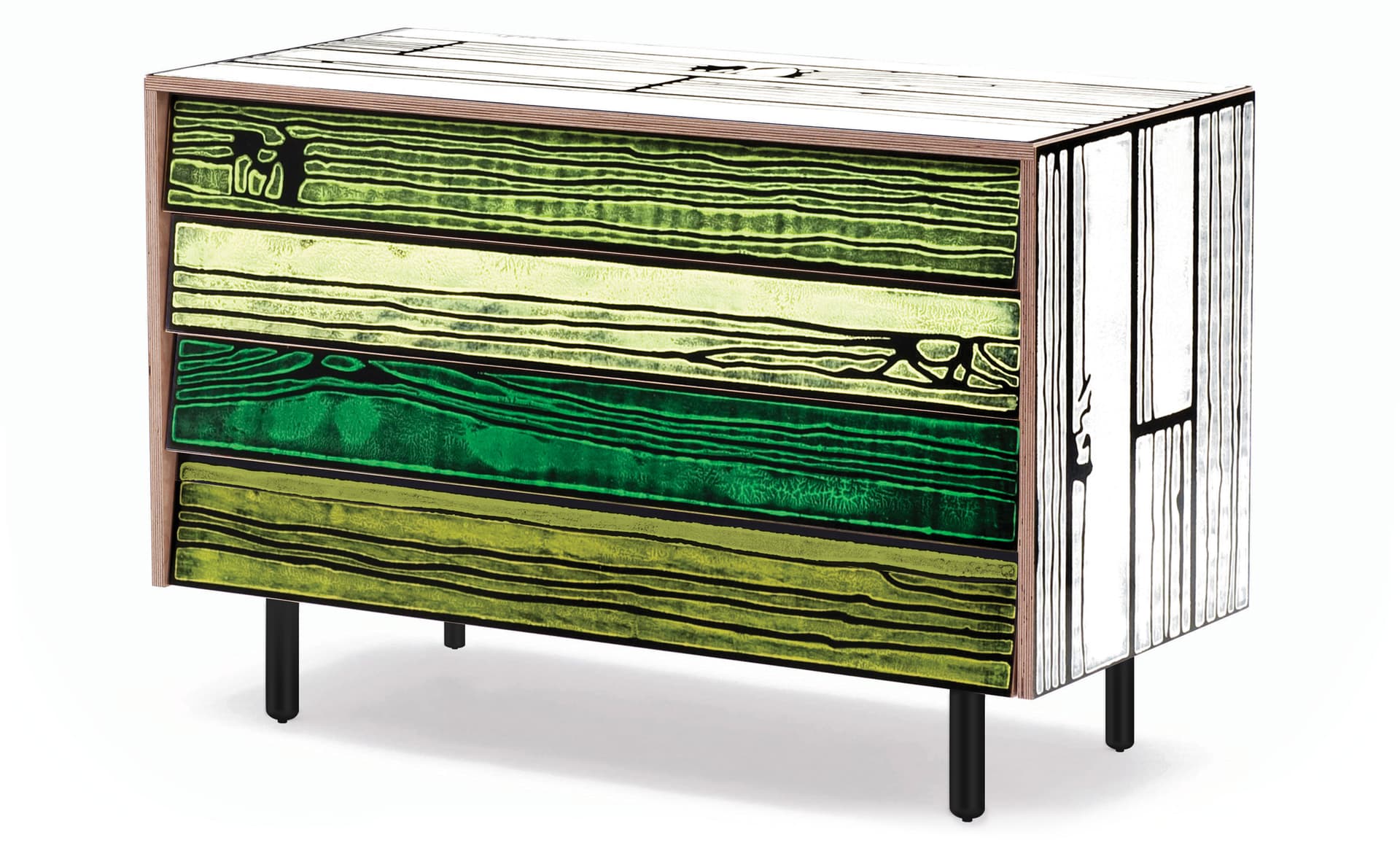 Wrongwoods Chest of Drawers / white with green