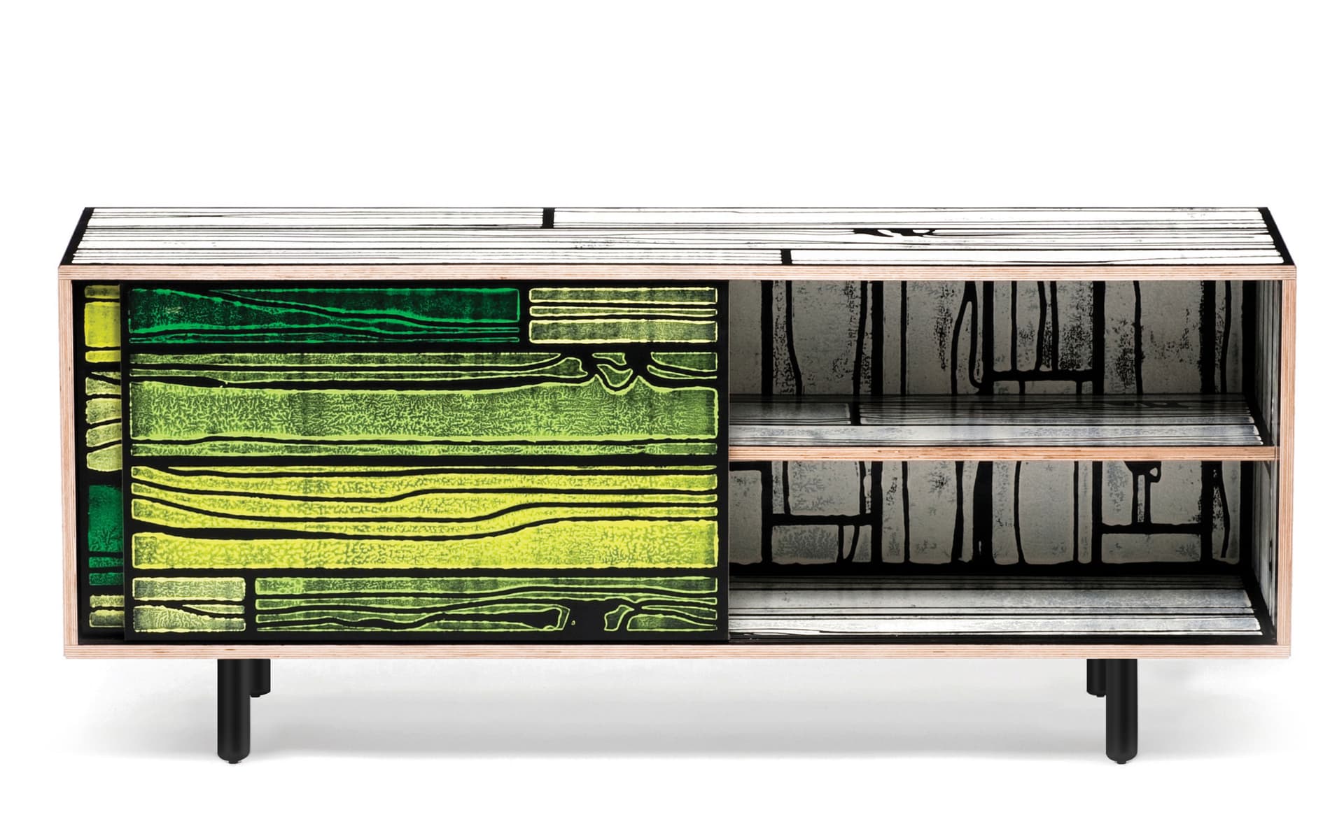Wrongwoods Low Cabinet / standard (59" width) - white with green