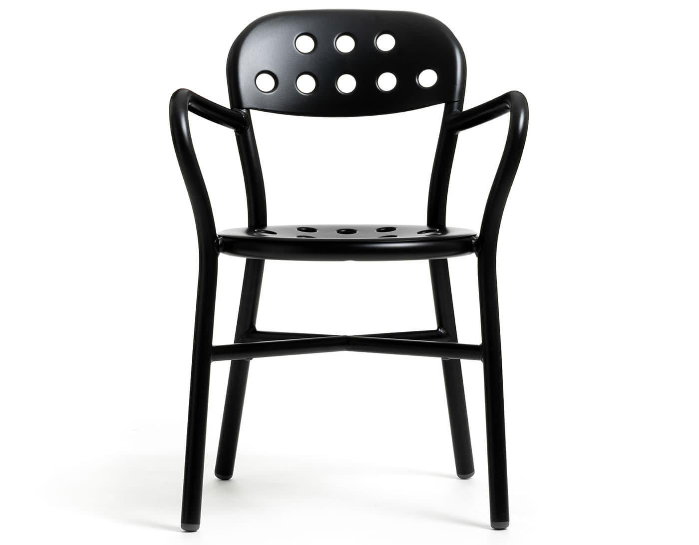 Pipe Stacking Chair with arms, black