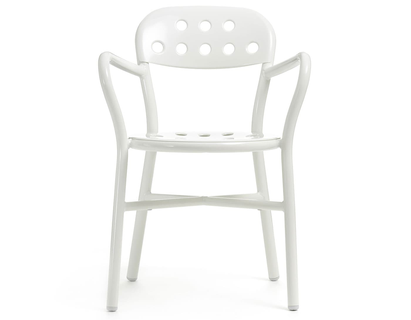 Pipe Stacking Chair with arms, white