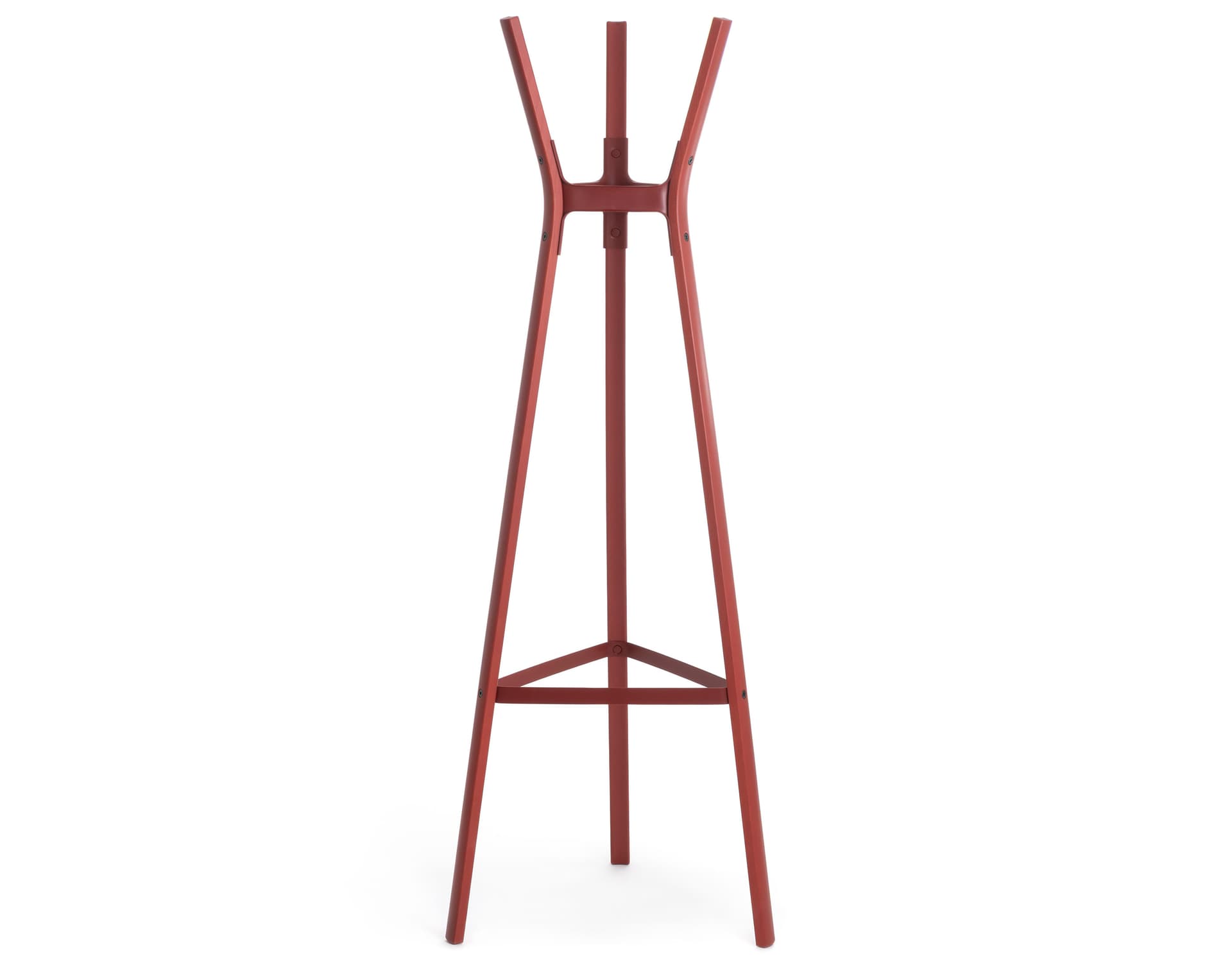 magis steelwood coat stand / natural beech stained brick red frame with brick red joints