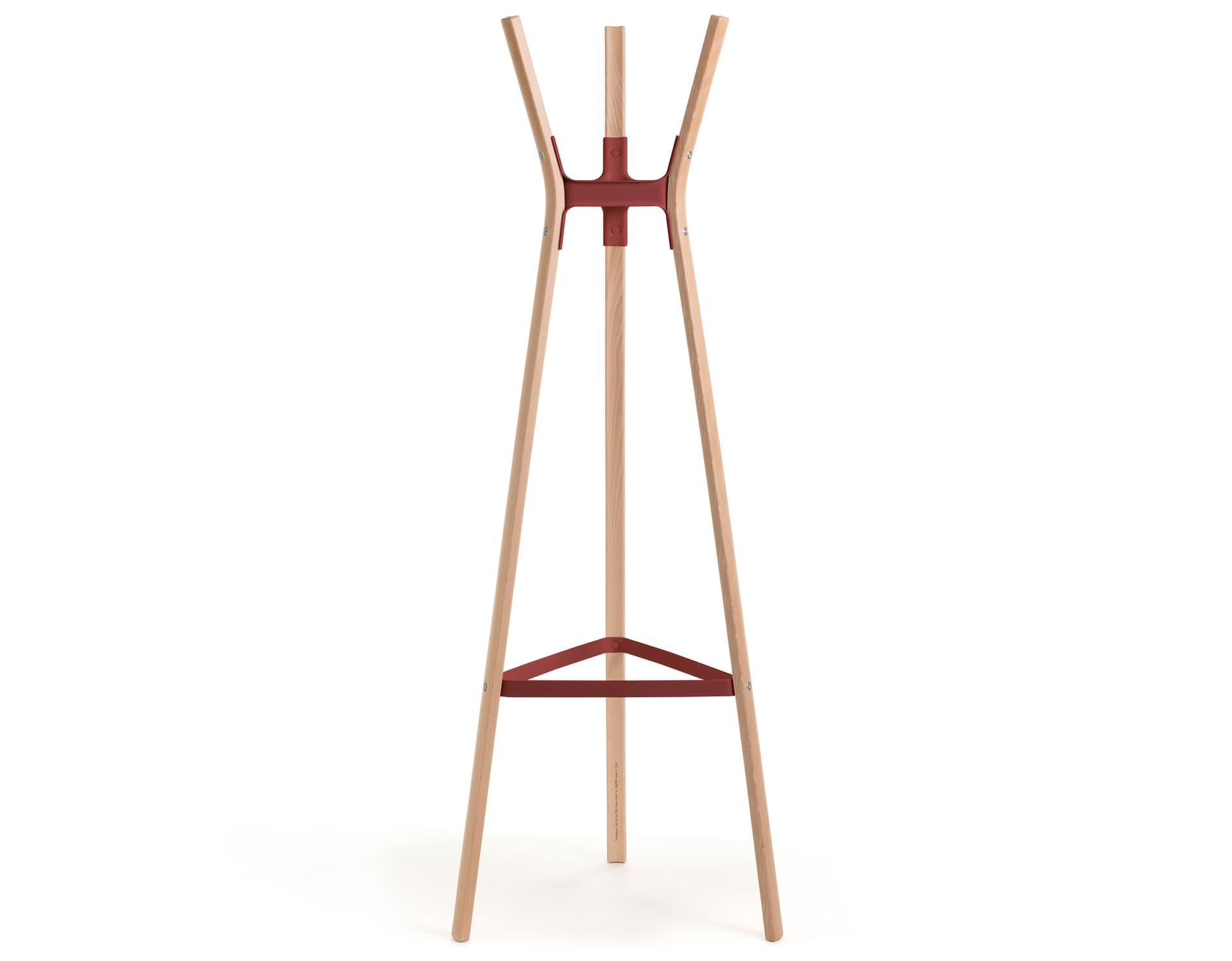 magis steelwood coat stand / natural beech frame - brick red joints