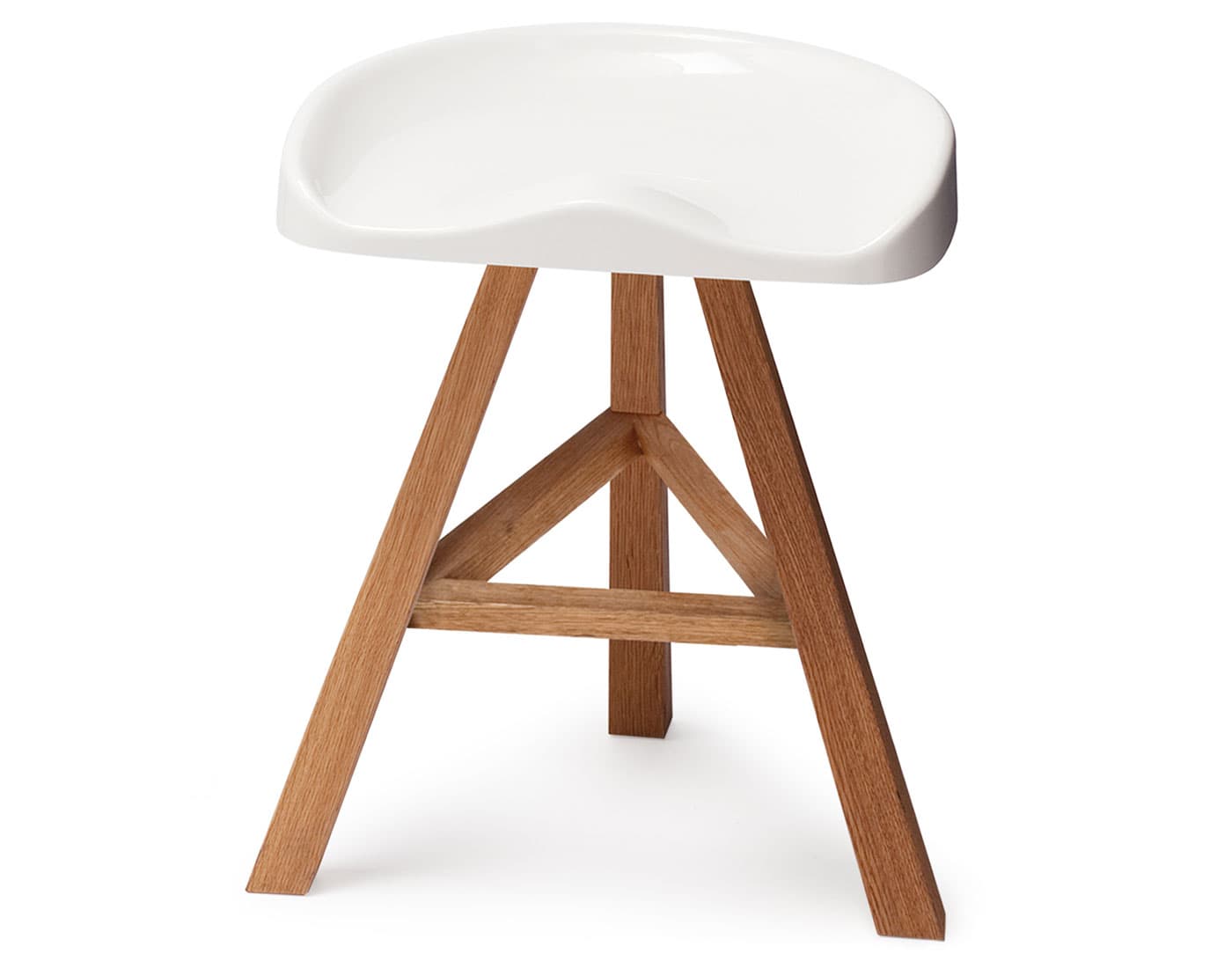 Heidi Stool / 19.7" seat height / gloss white seat, oak-stained ash legs