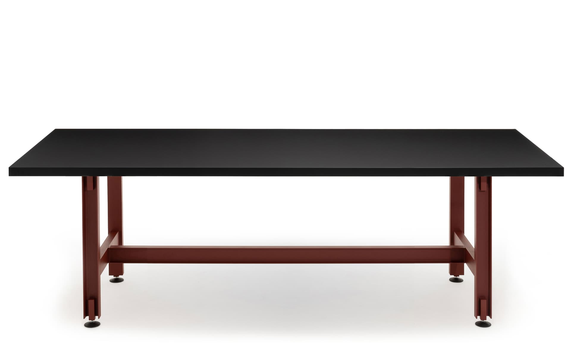Beam Table / 94.5" length x 29.1" height - black Fenix laminate top / red oxide base