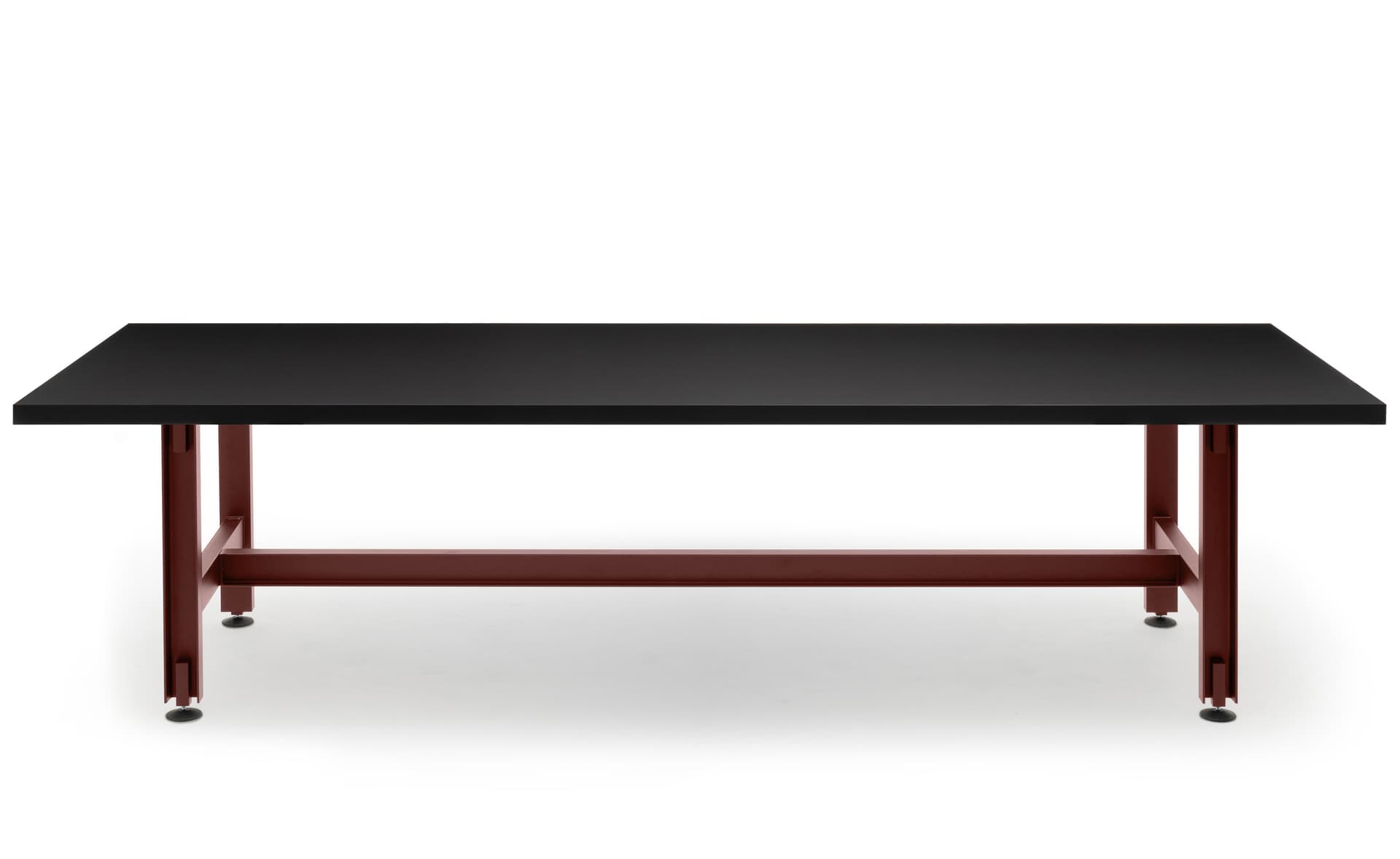 Beam Table / 118" length x 29.1" height - black Fenix laminate top / red oxide base