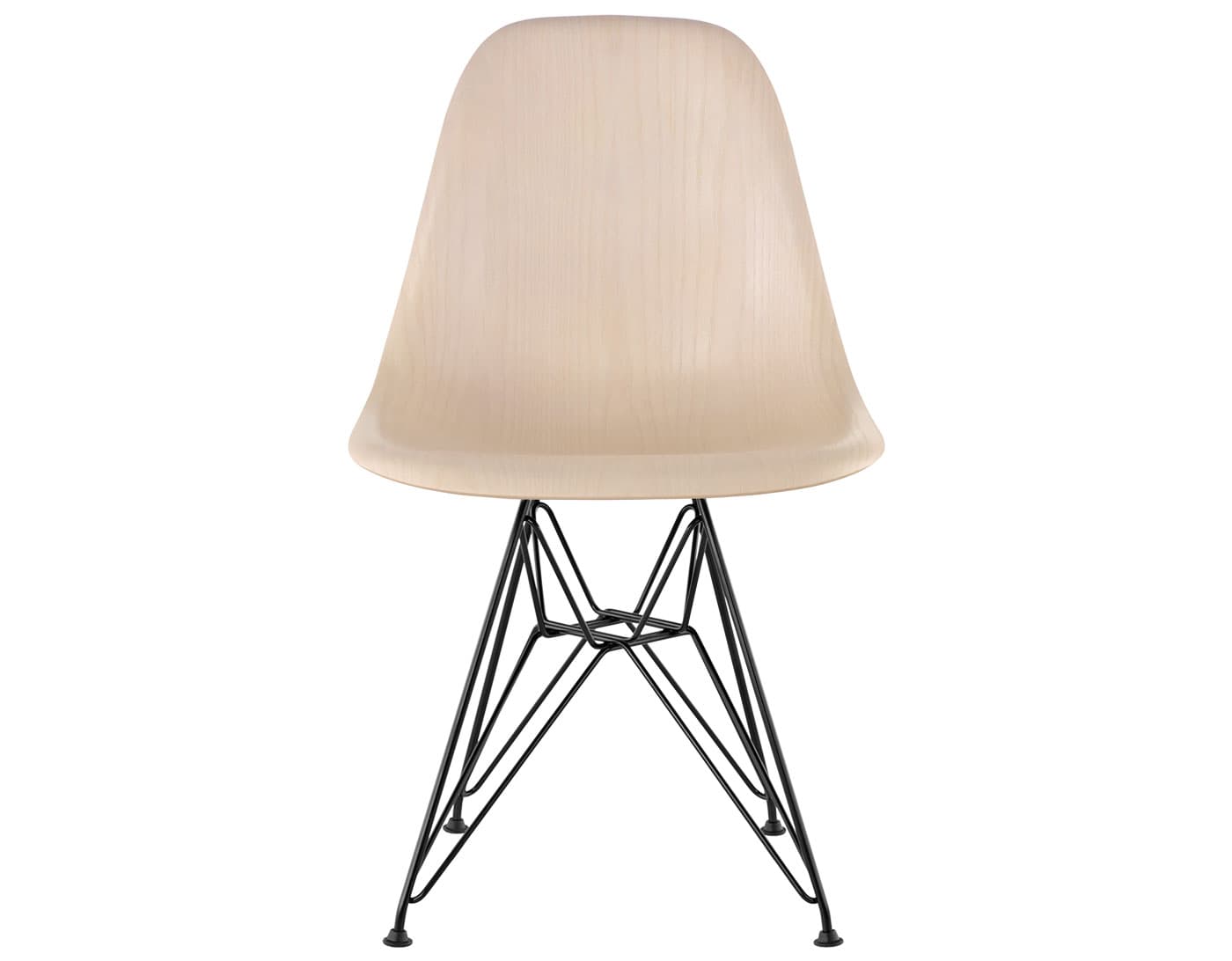 eames molded wood side chair with wire base / standard glides with felt bottom / white ash / black