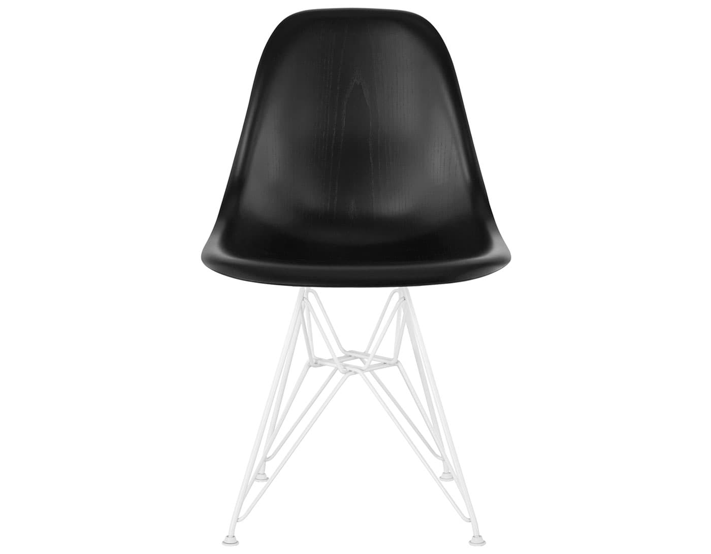 eames molded wood side chair with wire base / standard glides with felt bottom / ebony / white