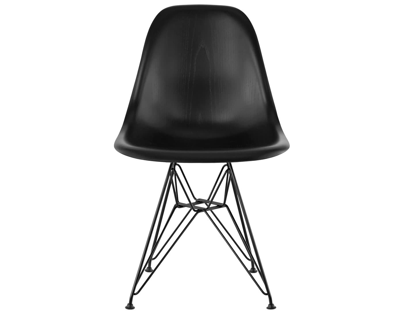 eames molded wood side chair with wire base / standard glides with felt bottom / ebony / black