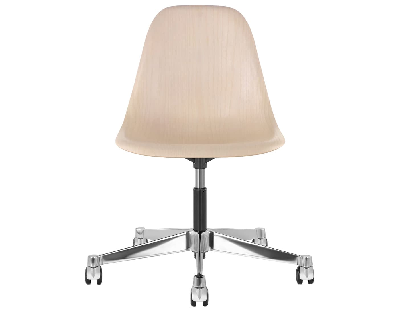 chrome - 2" soft double wheel casters - hard floor/carpet (MD) / white ash (A2) / no seat pad