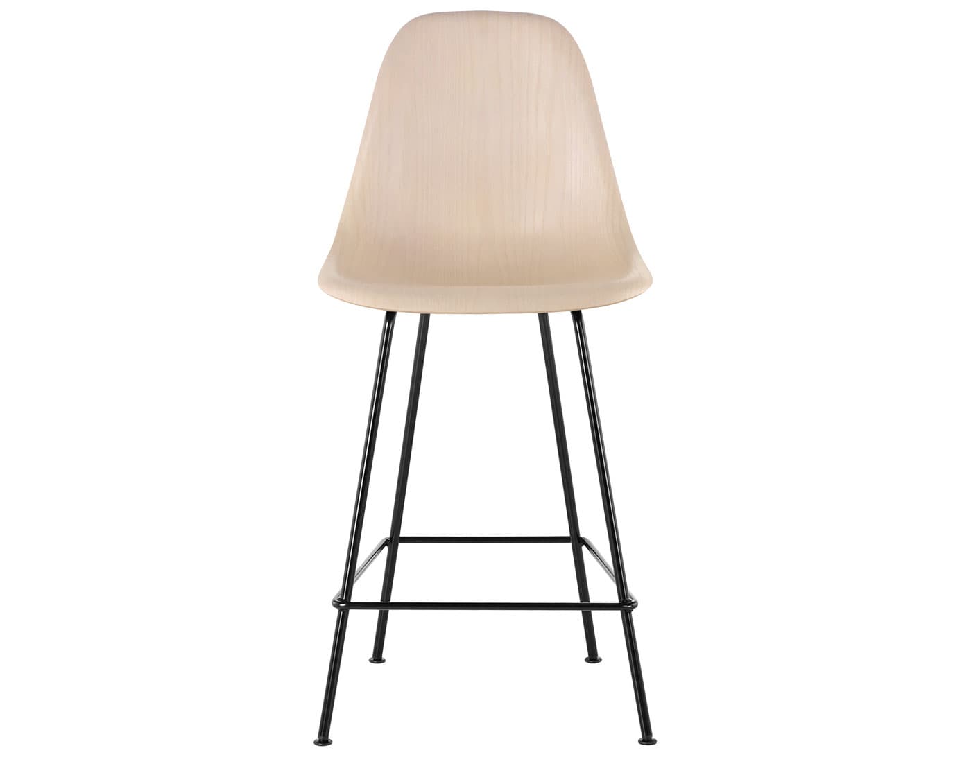 eames molded wood stool / standard glides / counter height stool / white ash / black (BK)
