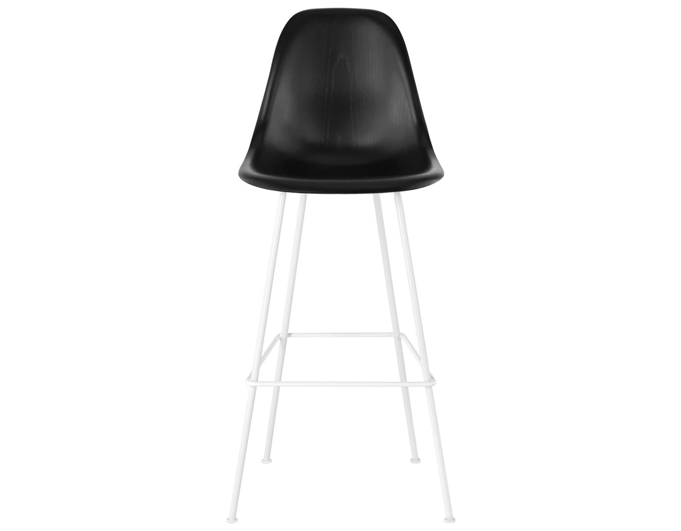 eames molded wood stool / standard glides / bar height stool / ebony / white (91)