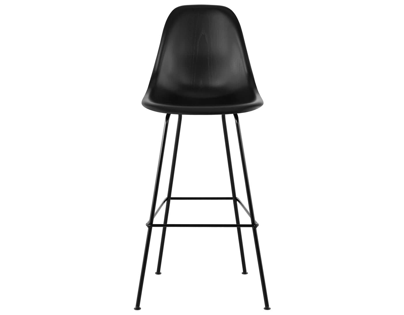 eames molded wood stool / standard glides / bar height stool / ebony / black (BK)