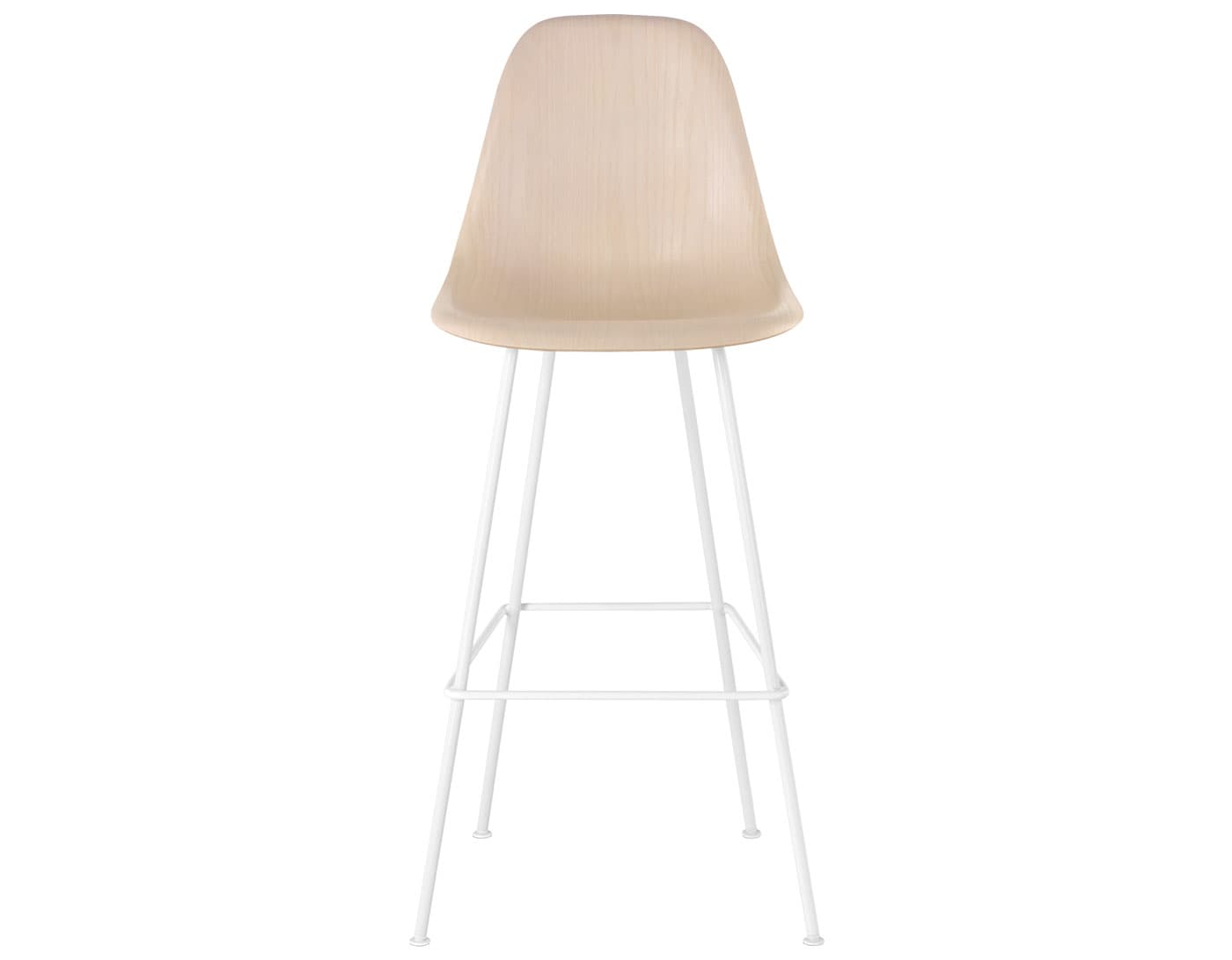 eames molded wood stool / standard glides with felt bottom / bar height stool / white ash / white (91)
