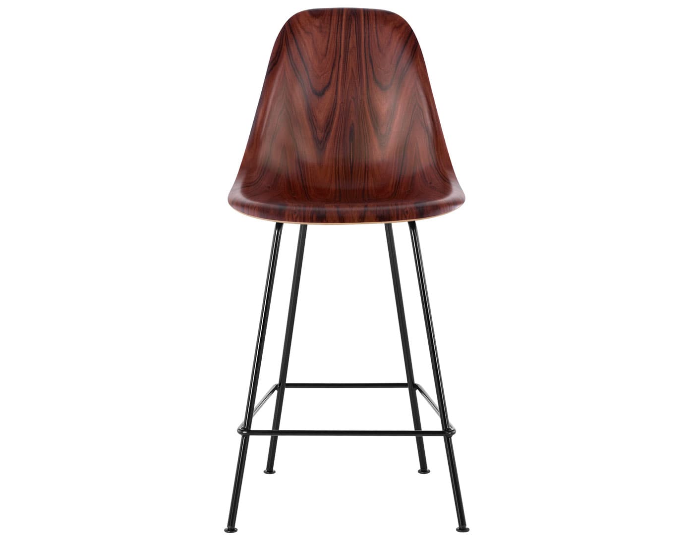 eames molded wood stool / standard glides / counter height stool / santos palisander / black (BK)