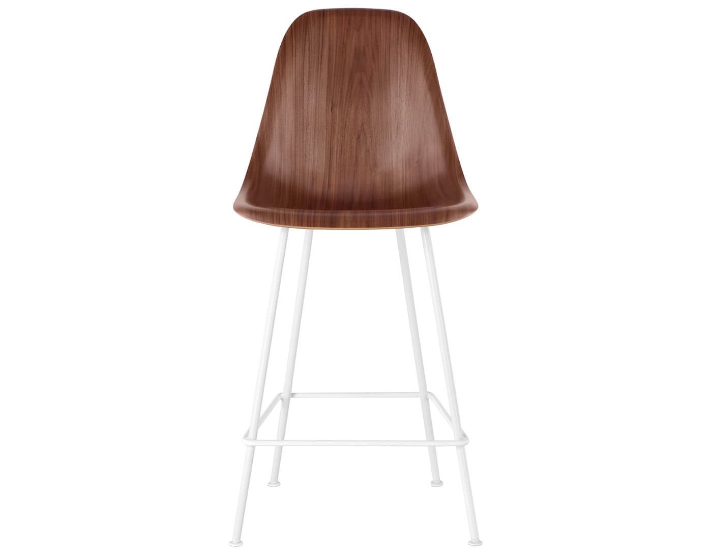 eames molded wood stool / standard glides with felt bottom / counter height stool / walnut / white (91)