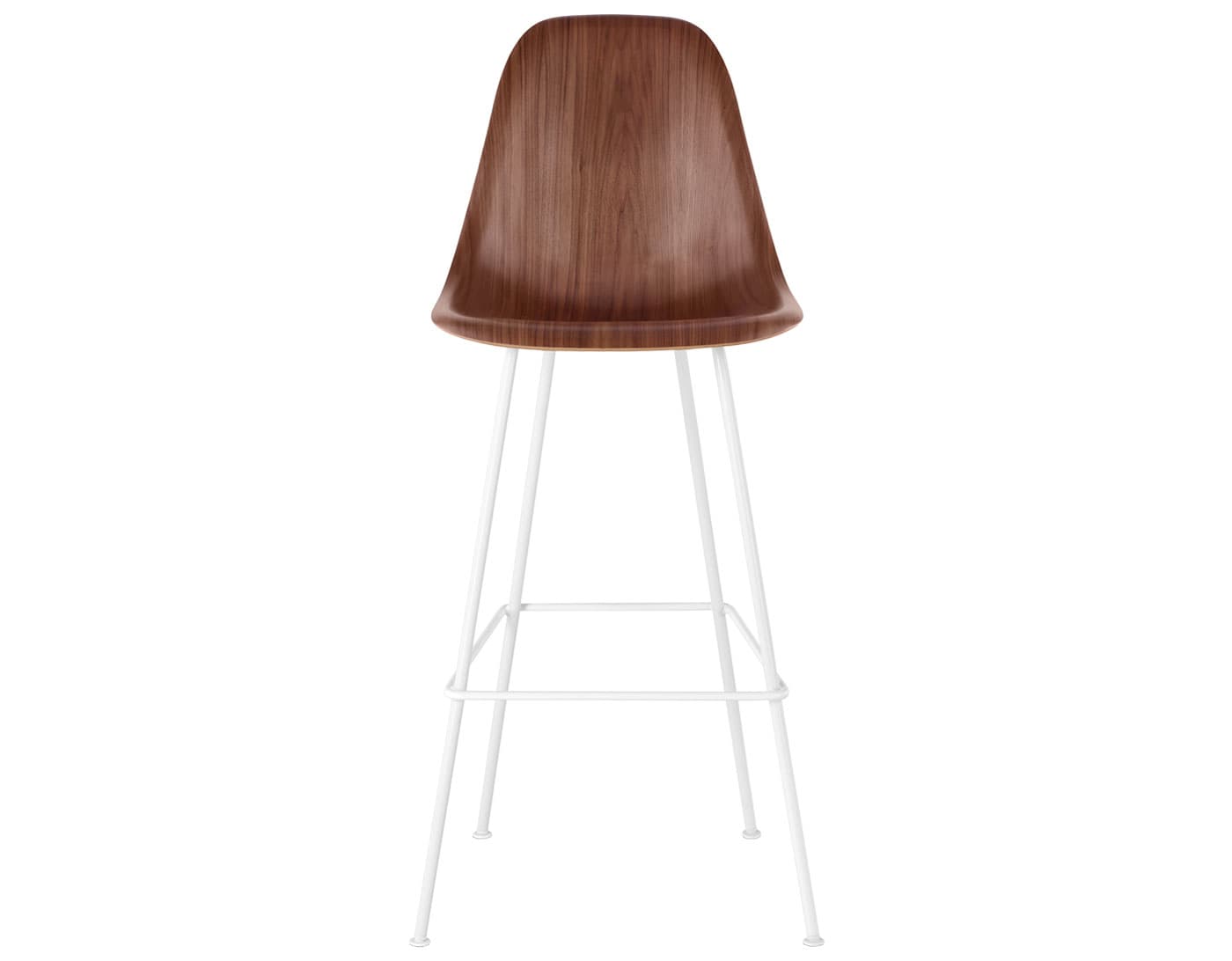 eames molded wood stool / standard glides with felt bottom / bar height stool / walnut / white (91)