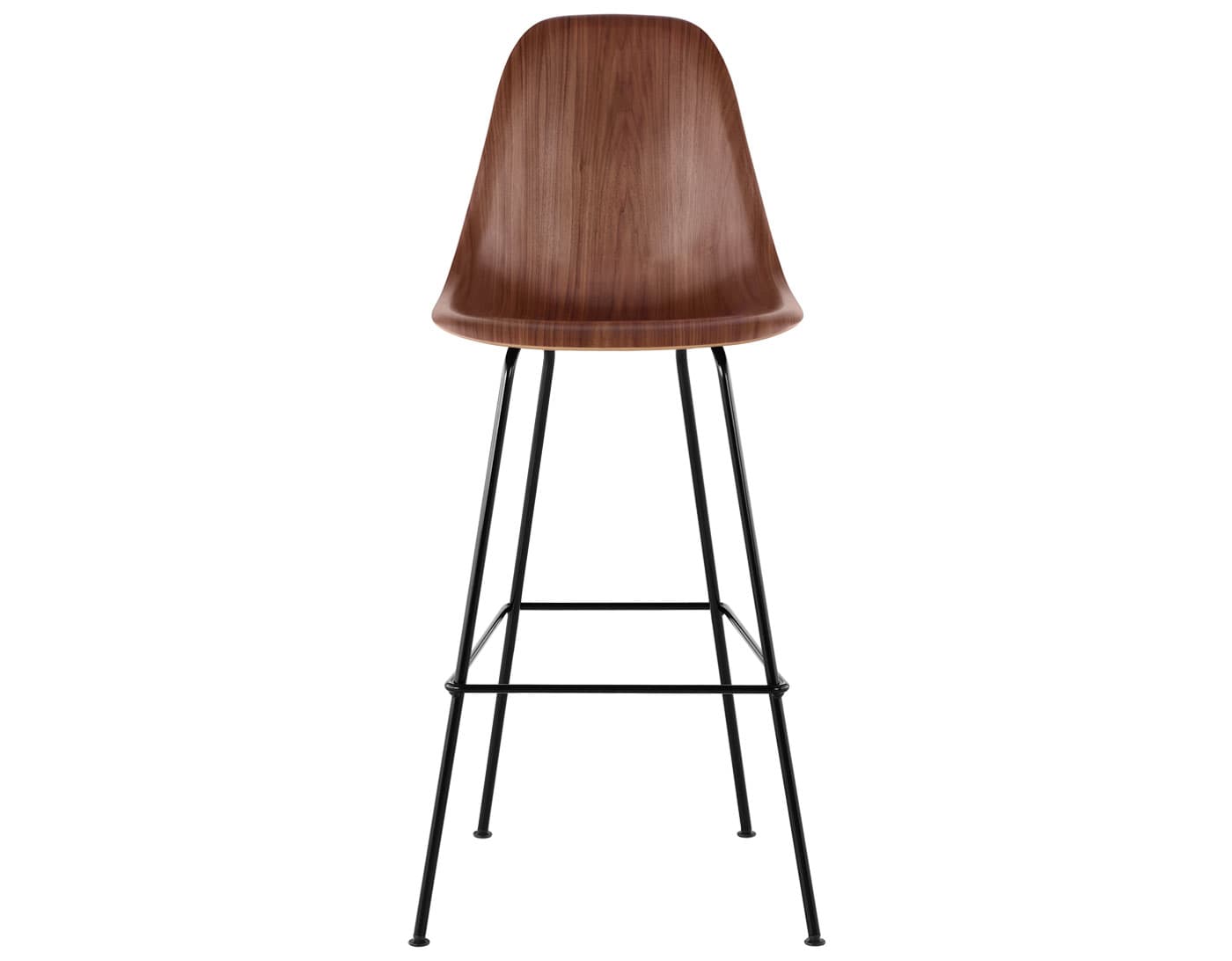 eames molded wood stool / standard glides with felt bottom / bar height stool / walnut / black (BK)