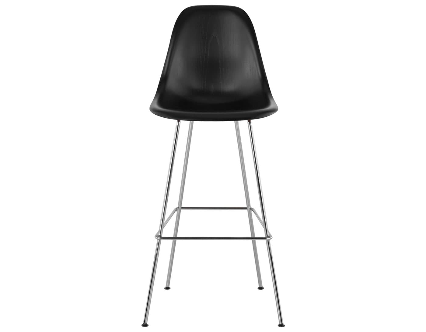 eames molded wood stool / standard glides with felt bottom / bar height stool / ebony / trivalent chrome (47)