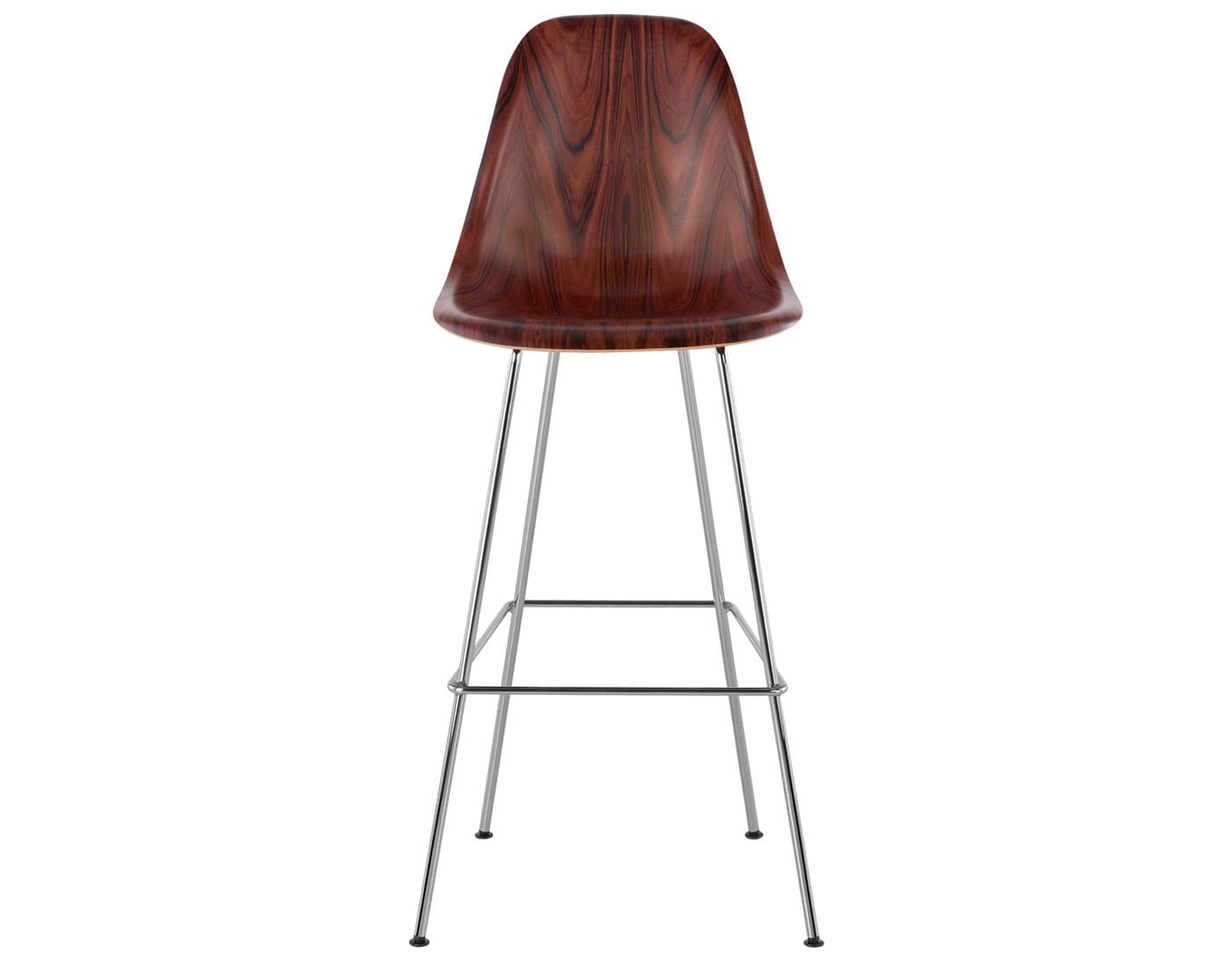 eames molded wood stool / standard glides with felt bottom / bar height stool / santos palisander / trivalent chrome (47)