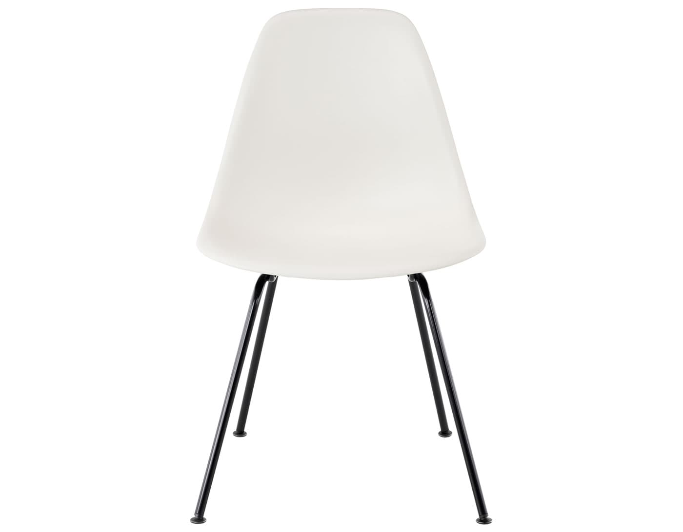 eames molded plastic side chair with 4 leg base / standard glides / 100% recycled plastic - white / black