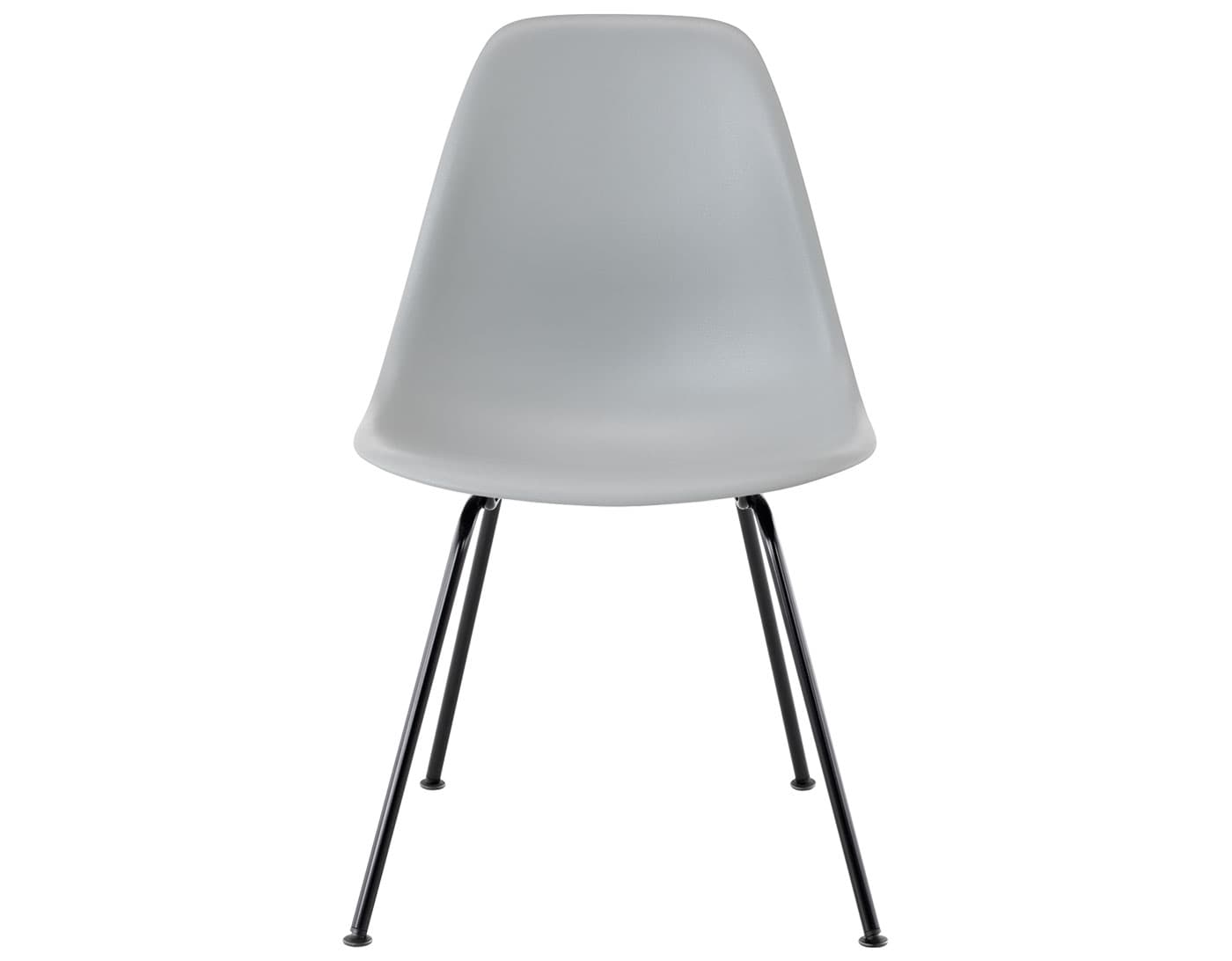 eames molded plastic side chair with 4 leg base / standard glides / 100% recycled plastic - light grey / black