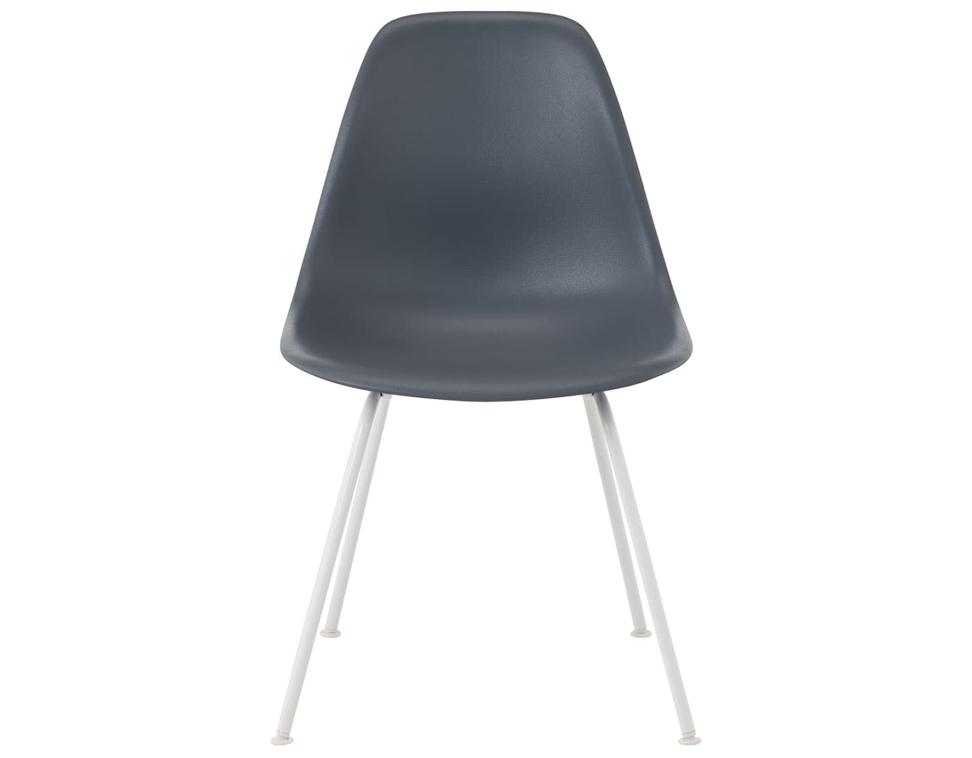 eames molded plastic side chair with 4 leg base / standard glides / 100% recycled plastic - medium grey / white