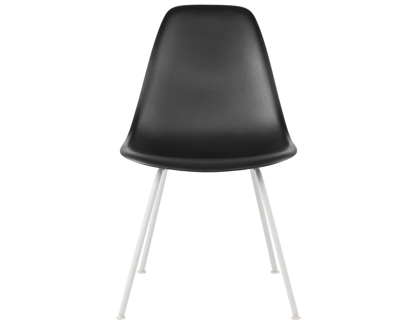 eames molded plastic side chair with 4 leg base / standard glides / 100% recycled plastic - black / white
