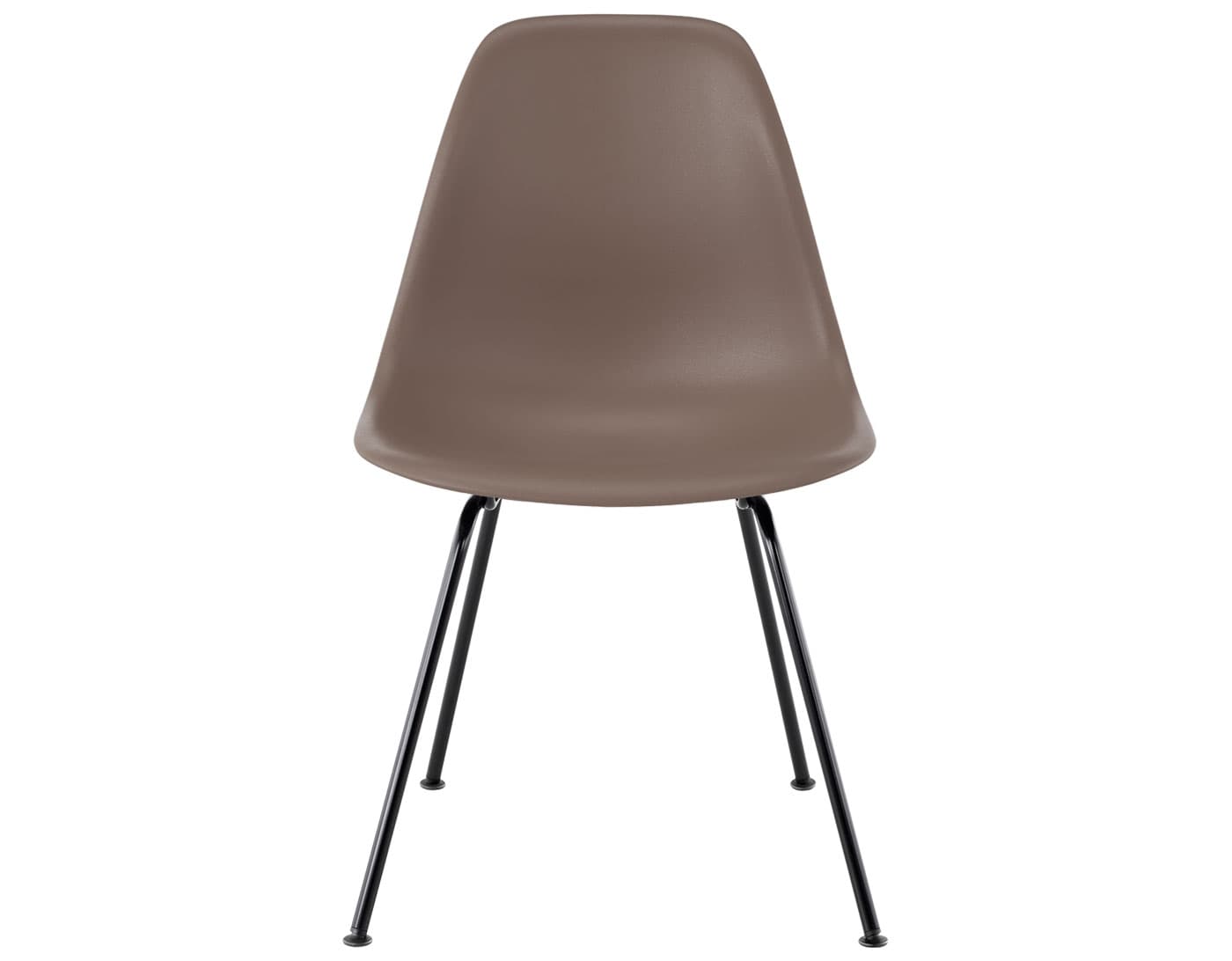 eames molded plastic side chair with 4 leg base / standard glides / 100% recycled plastic - cocoa / black