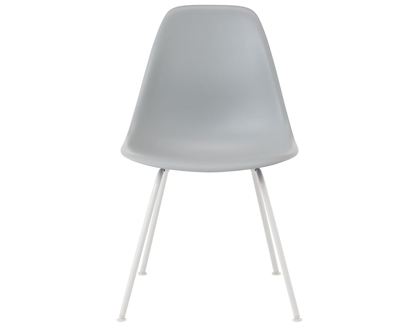 eames molded plastic side chair with 4 leg base / standard glides / 100% recycled plastic - light grey / white