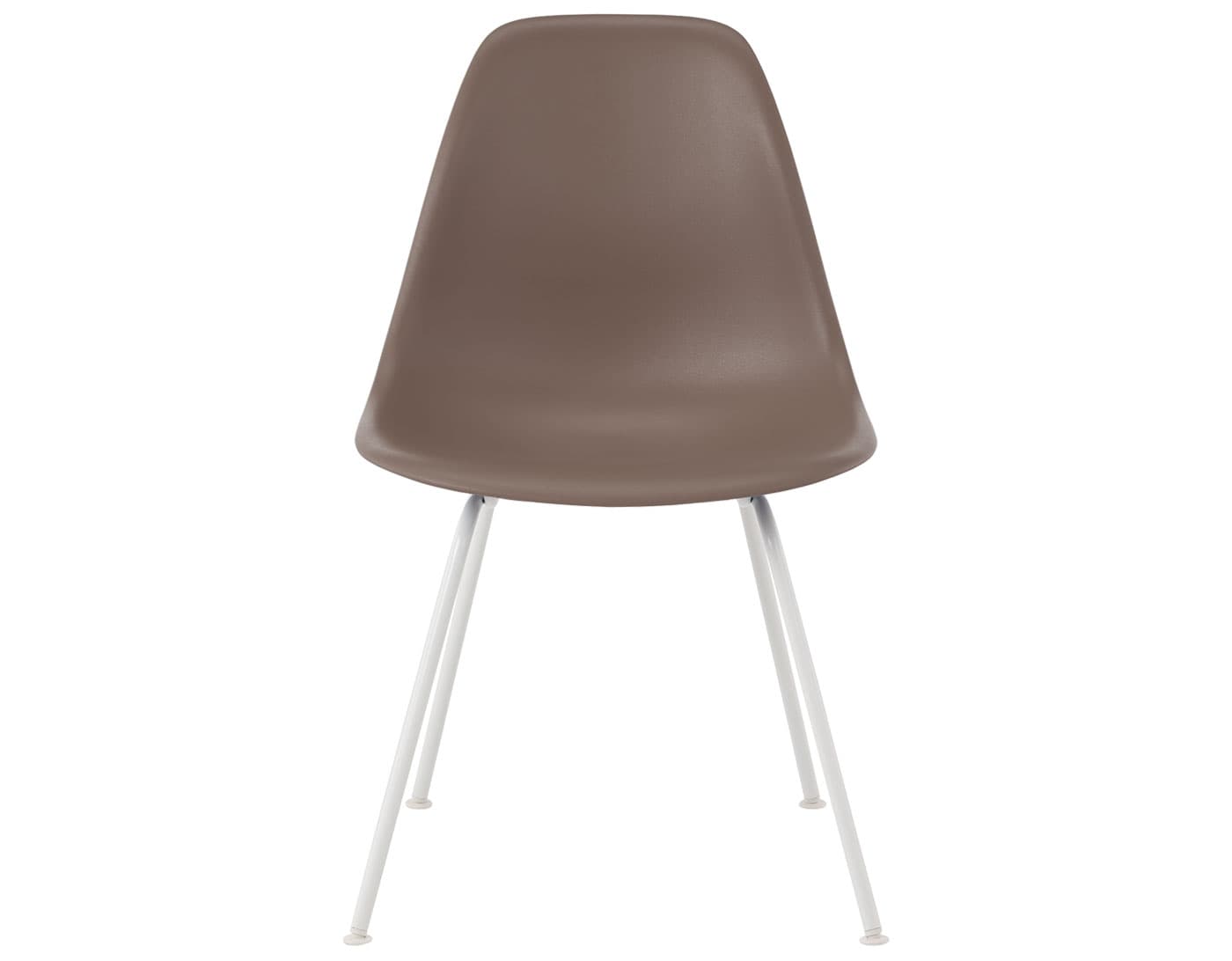 eames molded plastic side chair with 4 leg base / standard glides / 100% recycled plastic - cocoa / white