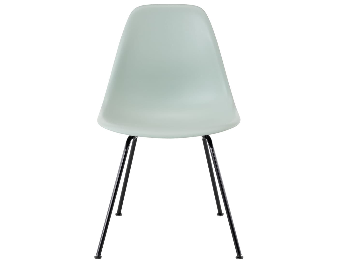 eames molded plastic side chair with 4 leg base / standard glides / 100% recycled plastic - grey green / black