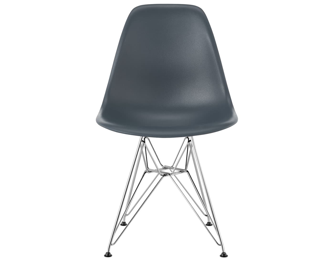 eames molded plastic side chair with wire base / standard glides / 100% recycled plastic - medium grey / trivalent chrome