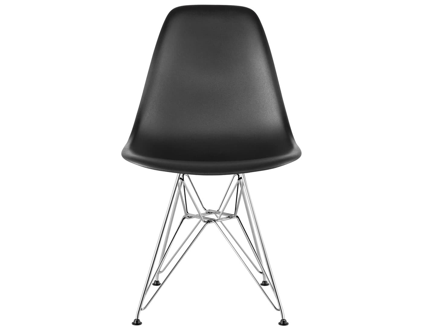 eames molded plastic side chair with wire base / standard glides / 100% recycled plastic - black / trivalent chrome