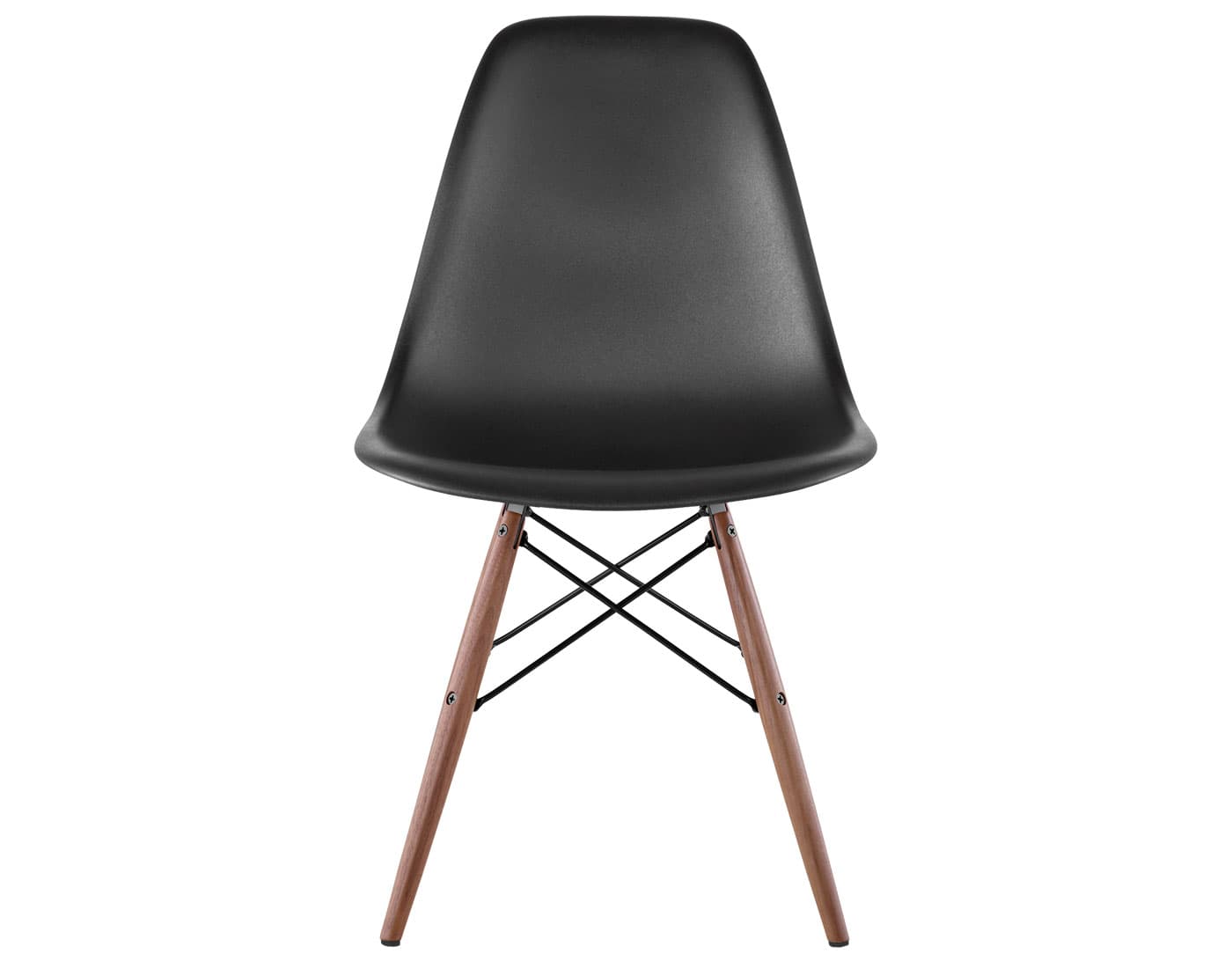eames molded plastic side chair with dowel base / standard glides with felt bottom / 100% recycled plastic - black / walnut with black glides / black