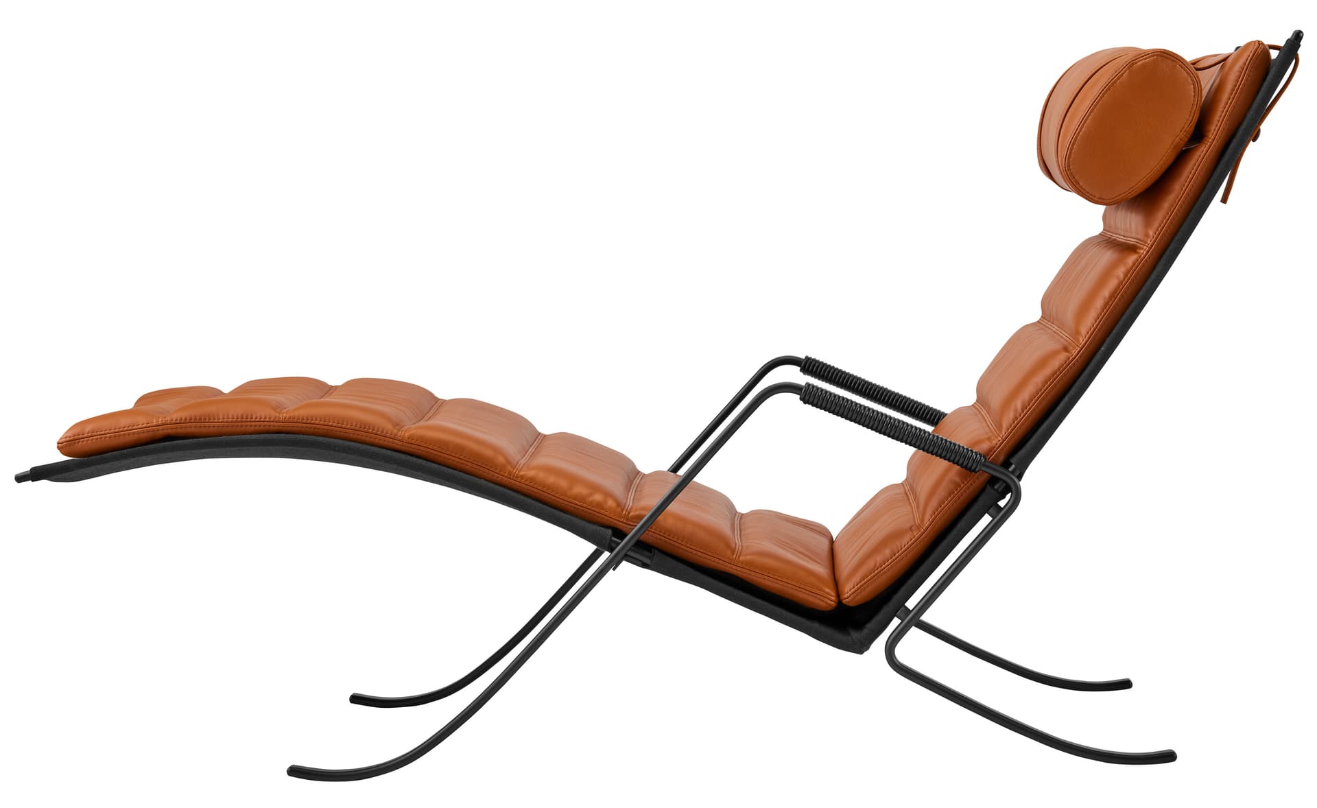 fk87 grasshopper chair / cognac leather / black powder-coated steel with black leather armrests