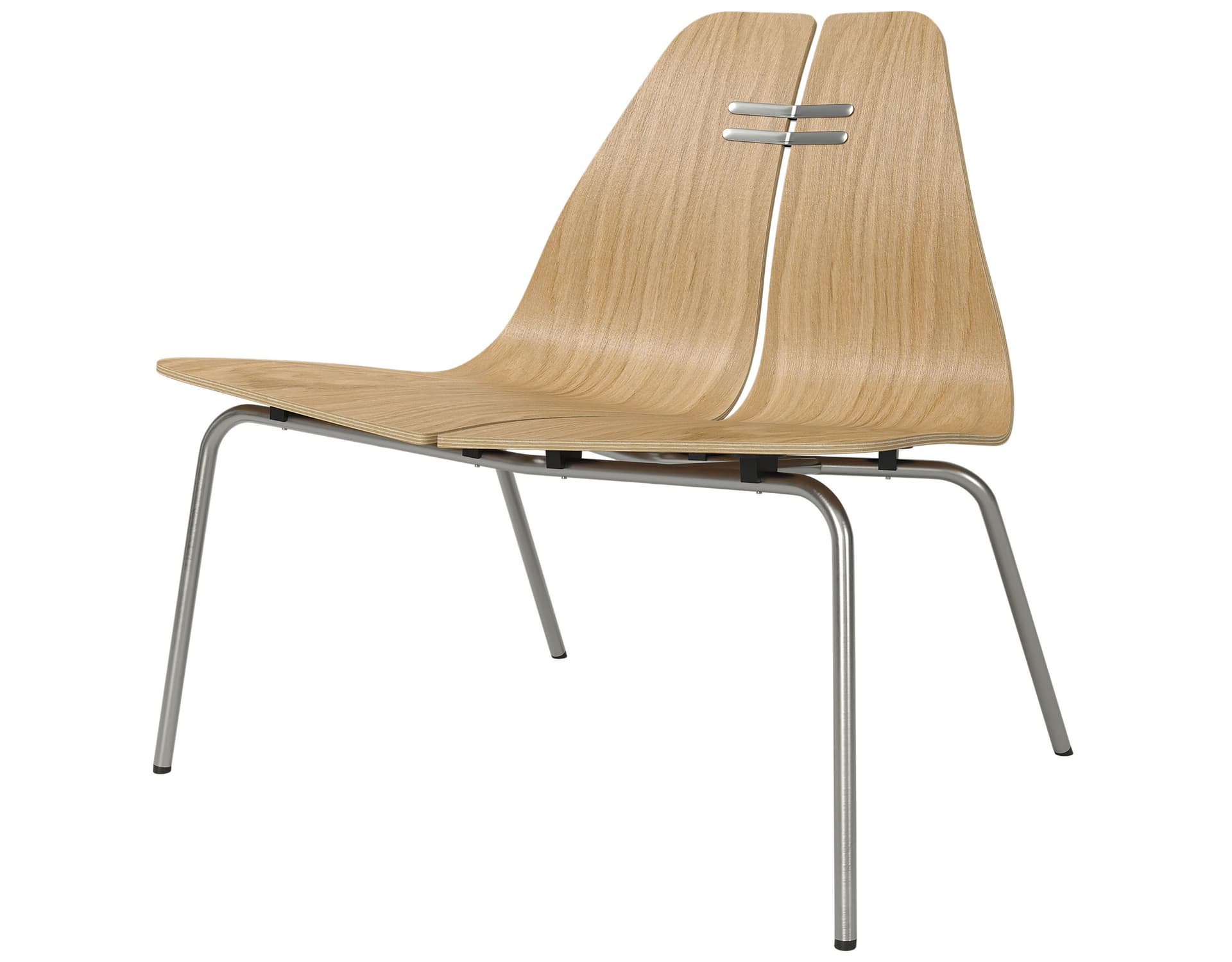 PK23 Easy Chair / oak - stainless steel base