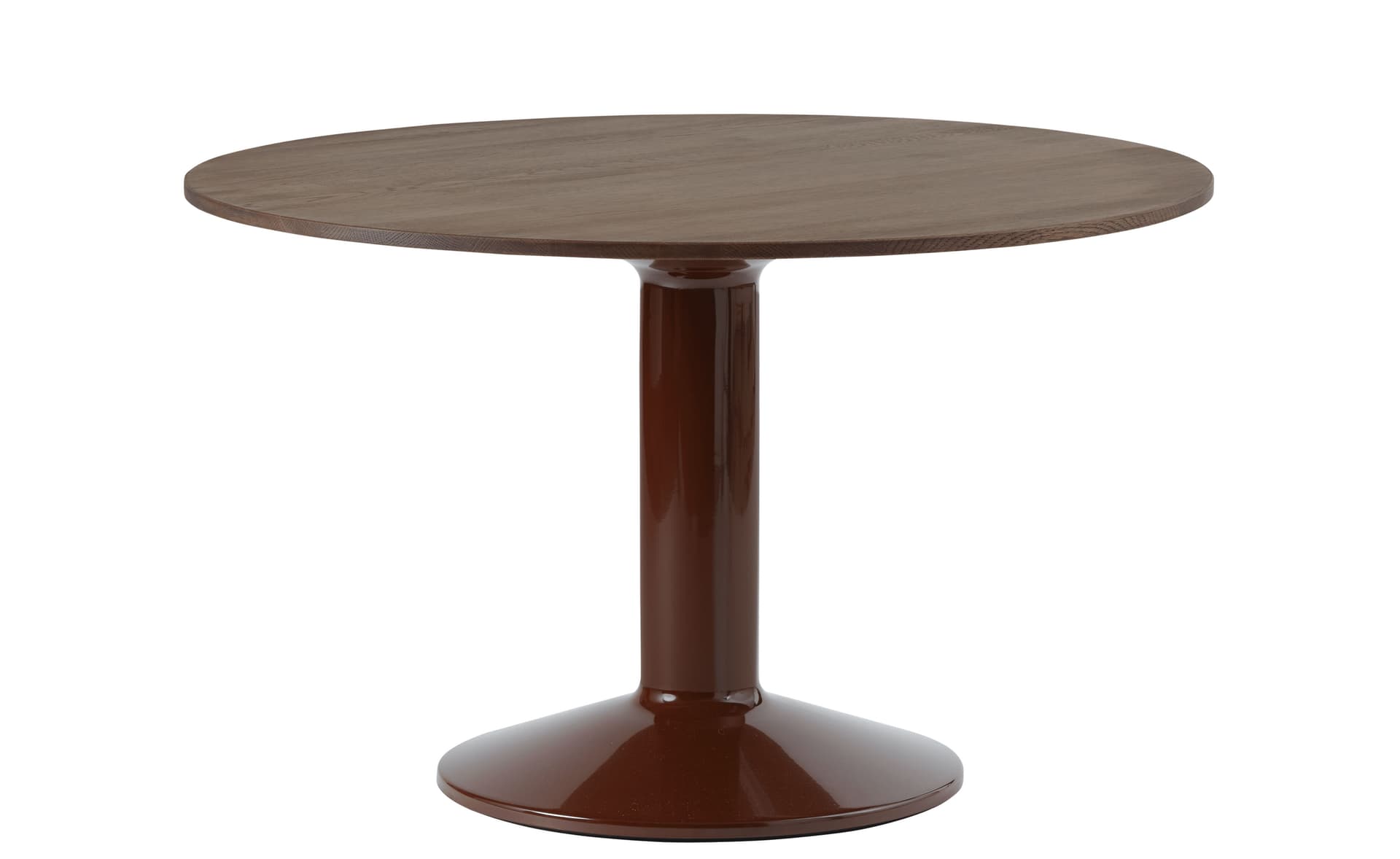Midst Dining Table / 47.3" diameter - dark oiled oak top / dark red base