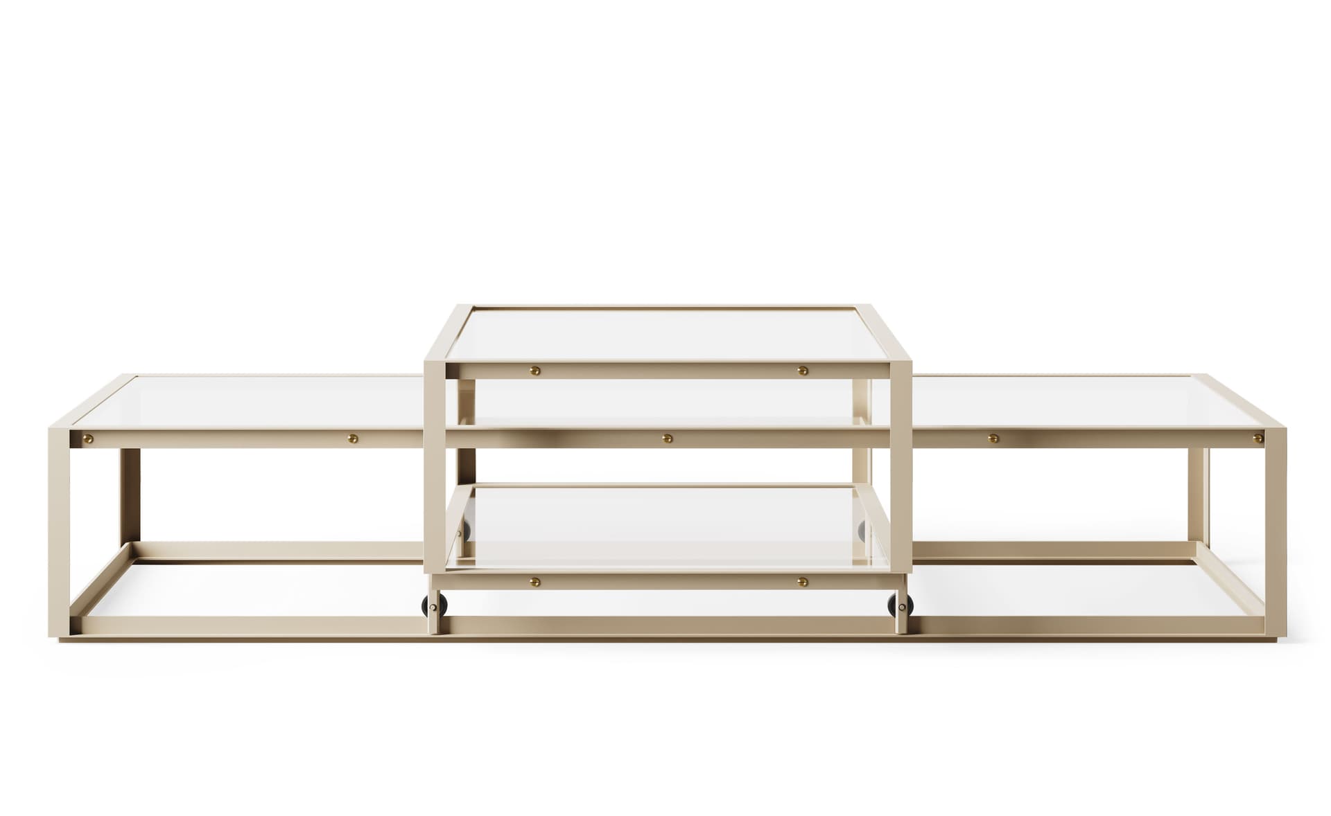 Tangled Coffee Table / large, 63" x 29.1" - taupe, clear glass