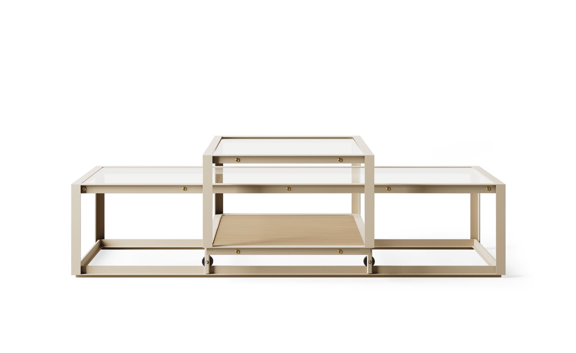 Tangled Coffee Table / medium, 51.2" x 23.6" - taupe, clear glass / natural oak