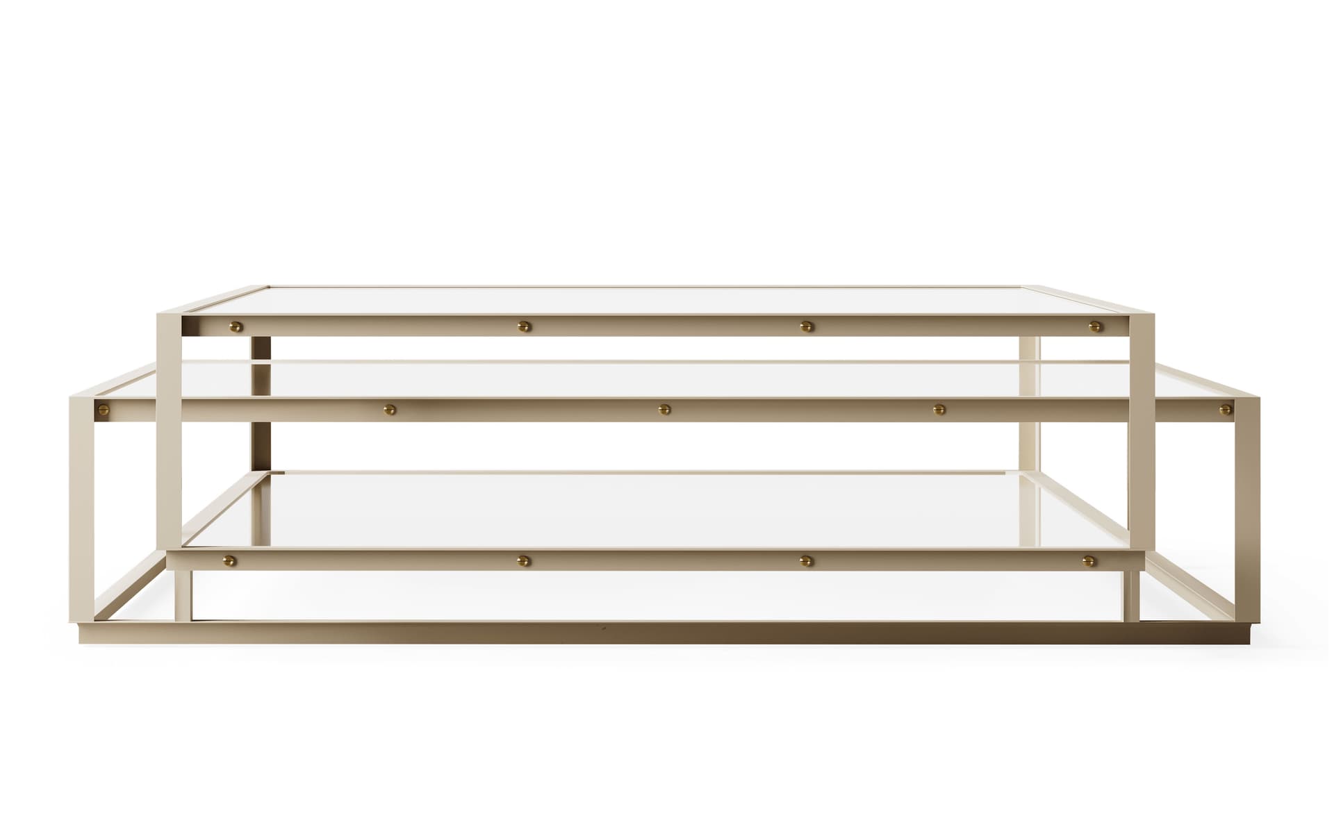 Tangled Coffee Table / square, 51.2" x 51.2" - taupe, clear glass