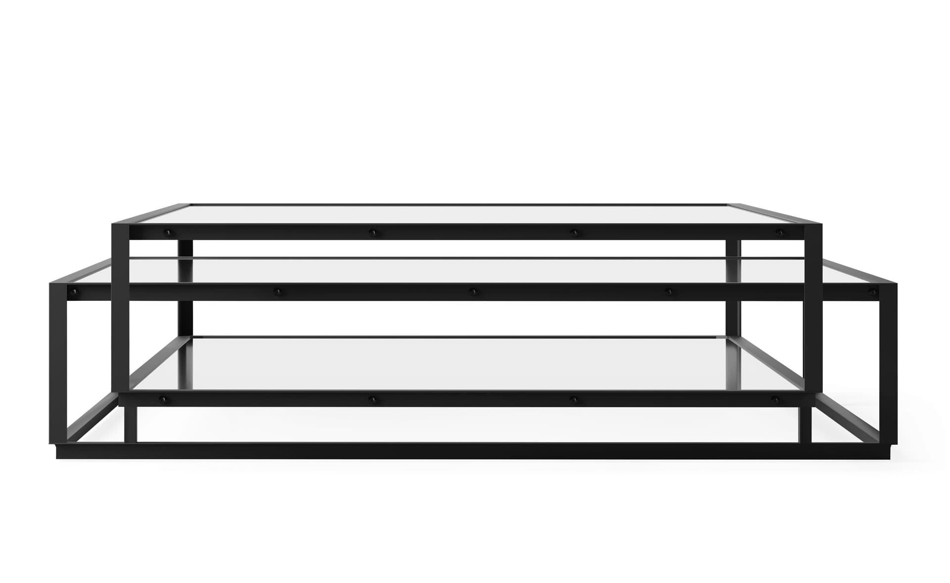 Tangled Coffee Table / square, 51.2" x 51.2" - black, clear glass