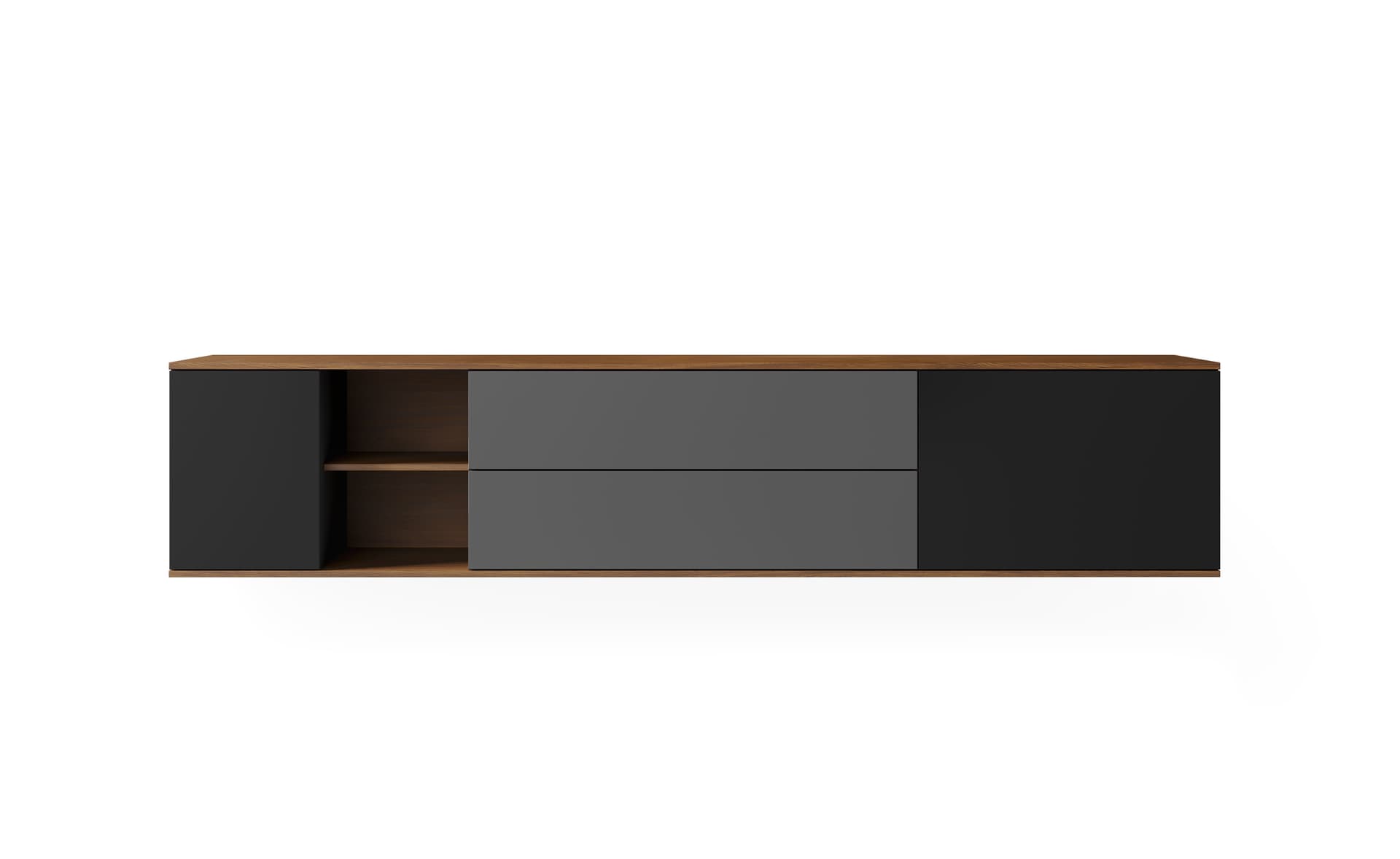 78.75" width - natural walnut / black / charcoal / black / standard, cable feedthrough underneath