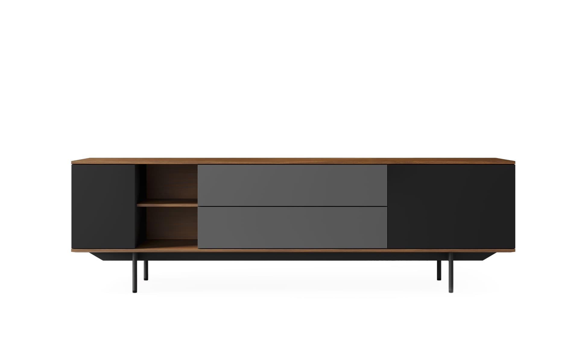 78.75" width - natural walnut / black / charcoal / black / black / add cable feedthrough on top (in addition to standard)