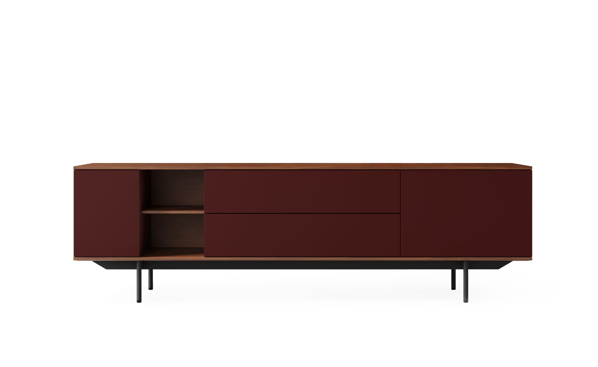 78.75" width - natural walnut / mahogany / mahogany / mahogany / black / standard, cable feedthrough underneath