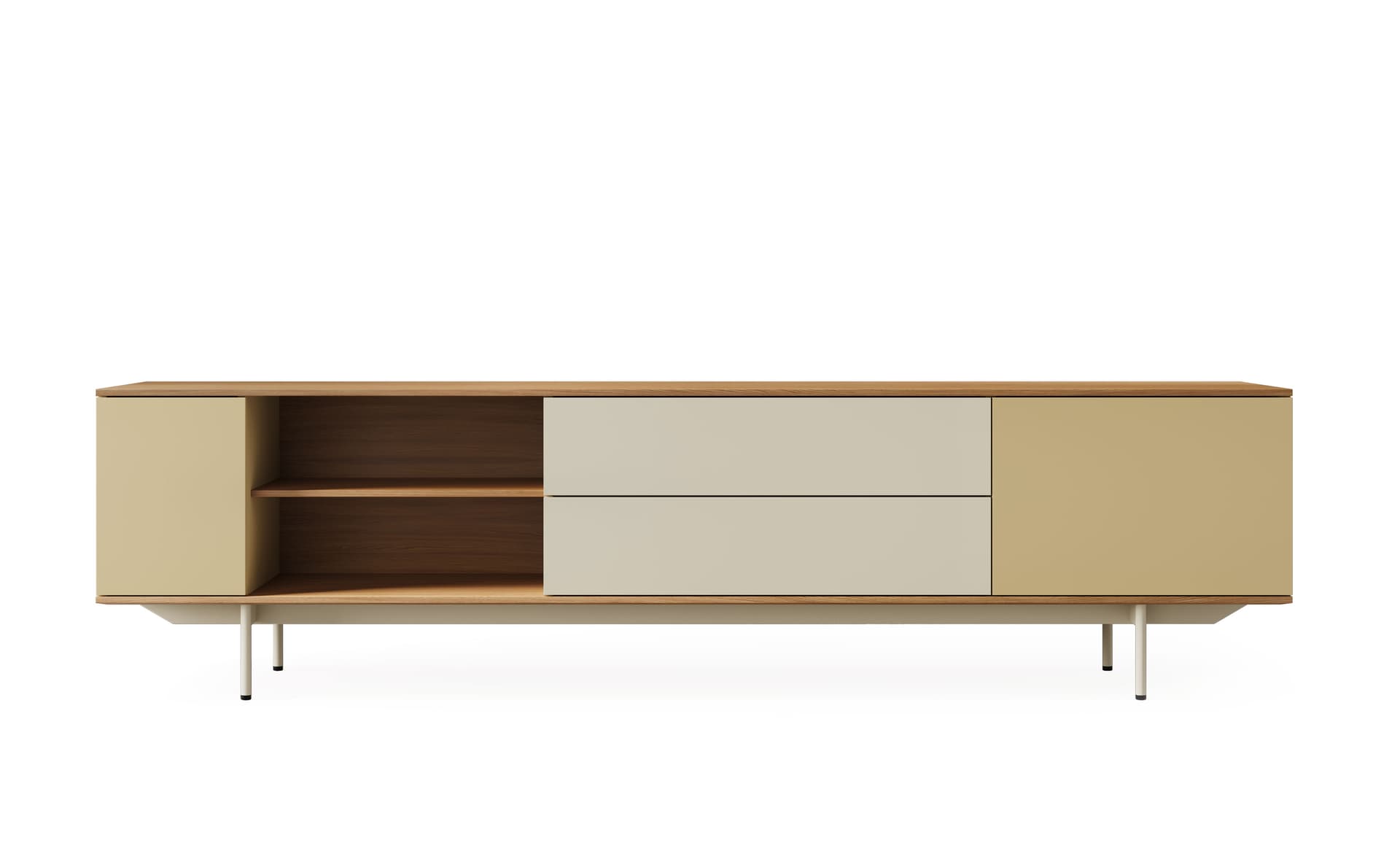 89.8" width - natural oak / sepia / parchment / sepia / parchment / add cable feedthrough on top (in addition to standard)