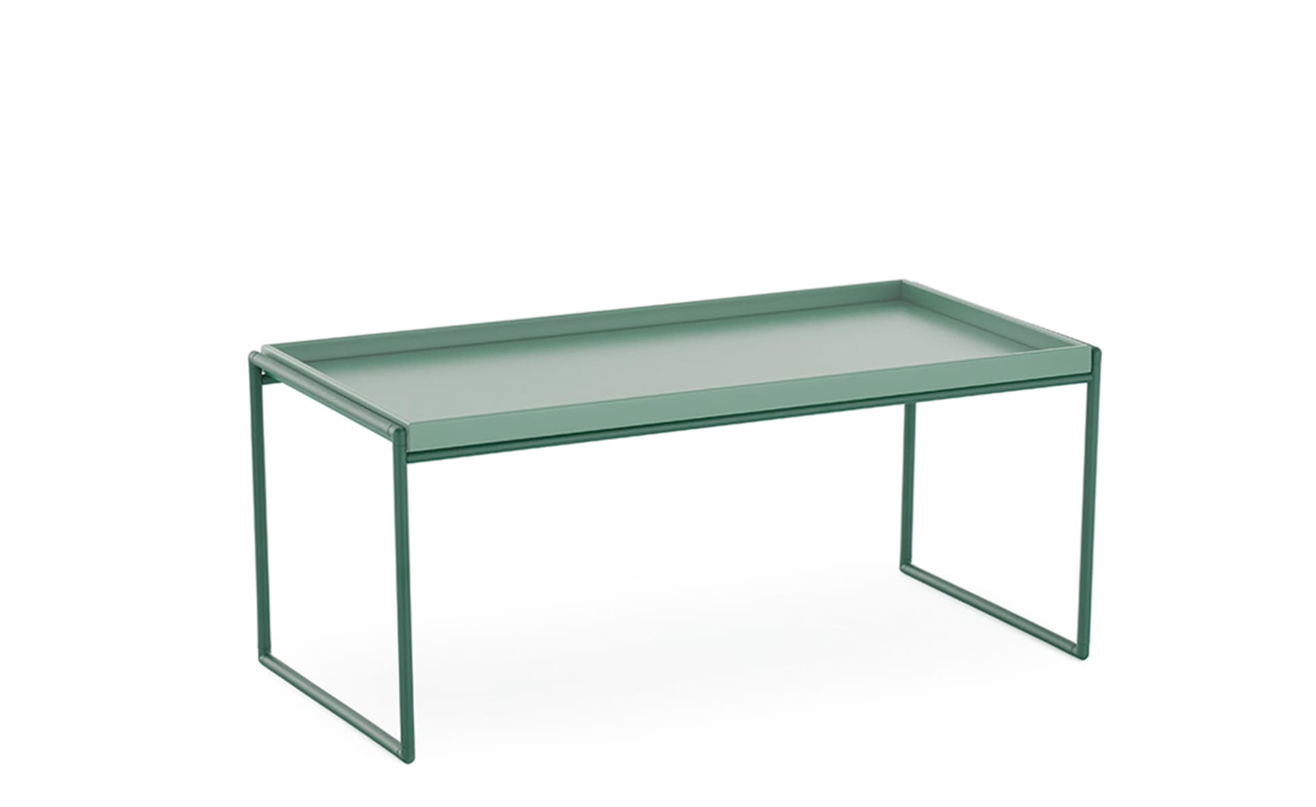 Trays Coffee Table / rectangle - 31.5" x 15.75" / matte green trays / matte green frame