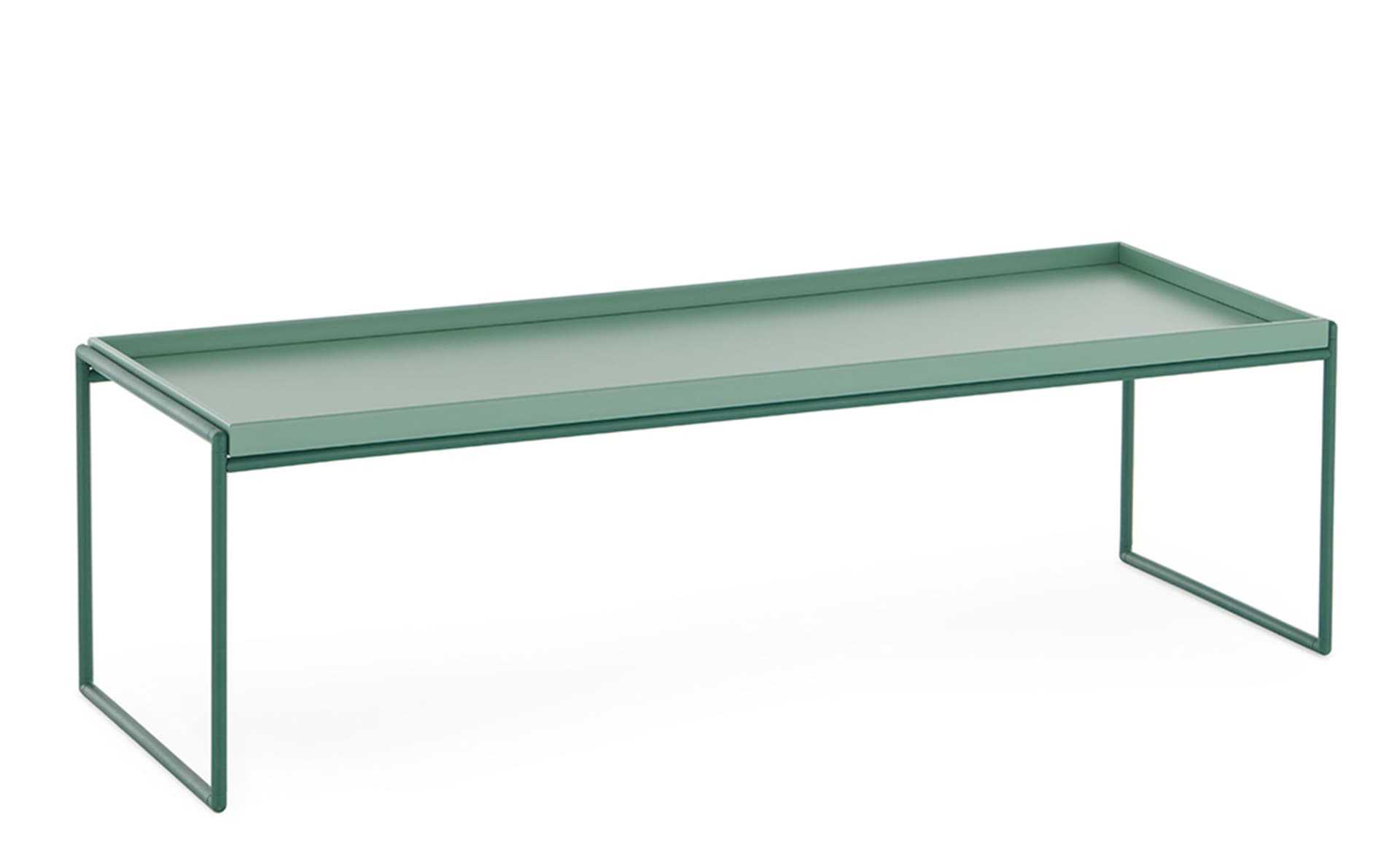 Trays Coffee Table / rectangle - 47.2" x 15.75" / matte green trays / matte green frame