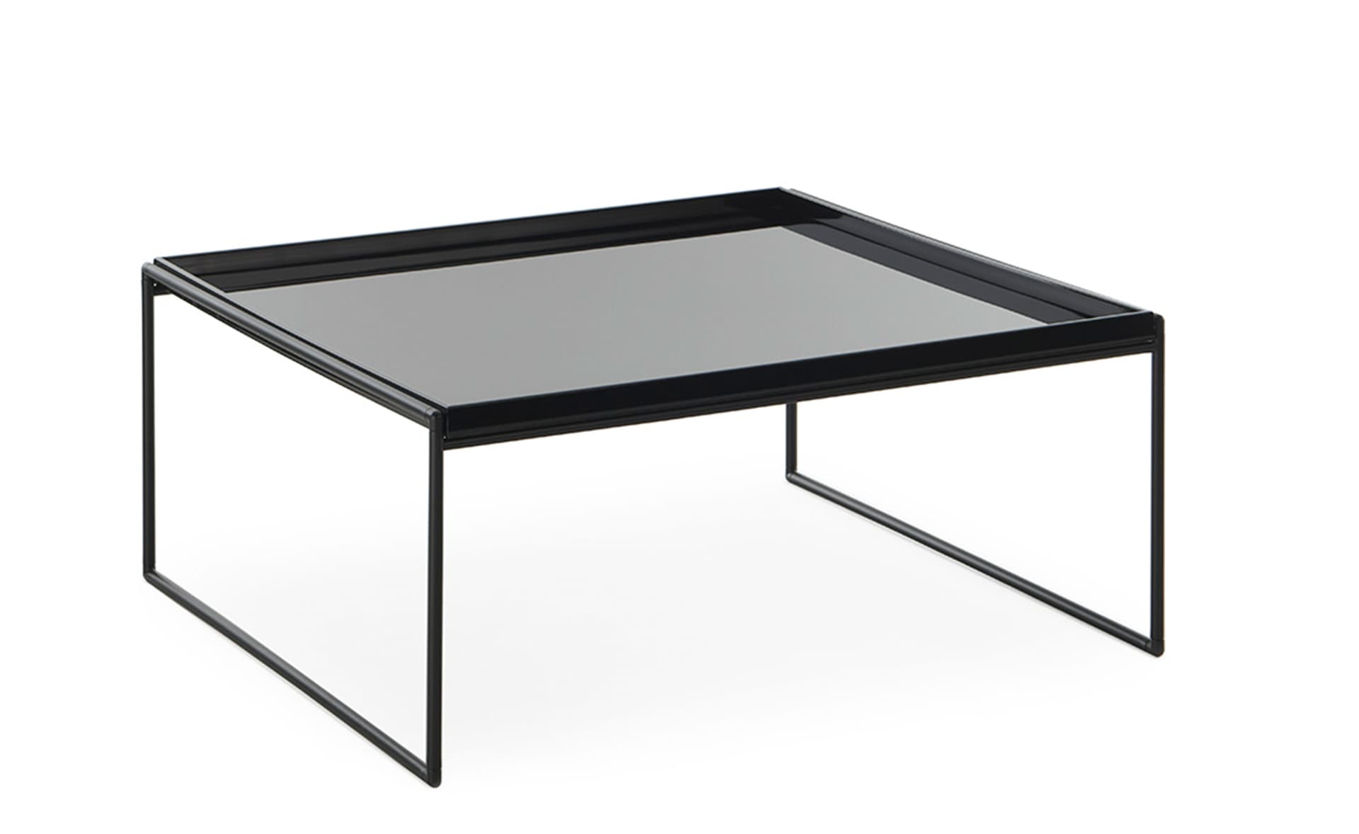 Trays Coffee Table / square - 31.5" x 31.5" / glossy black trays / matte black frame